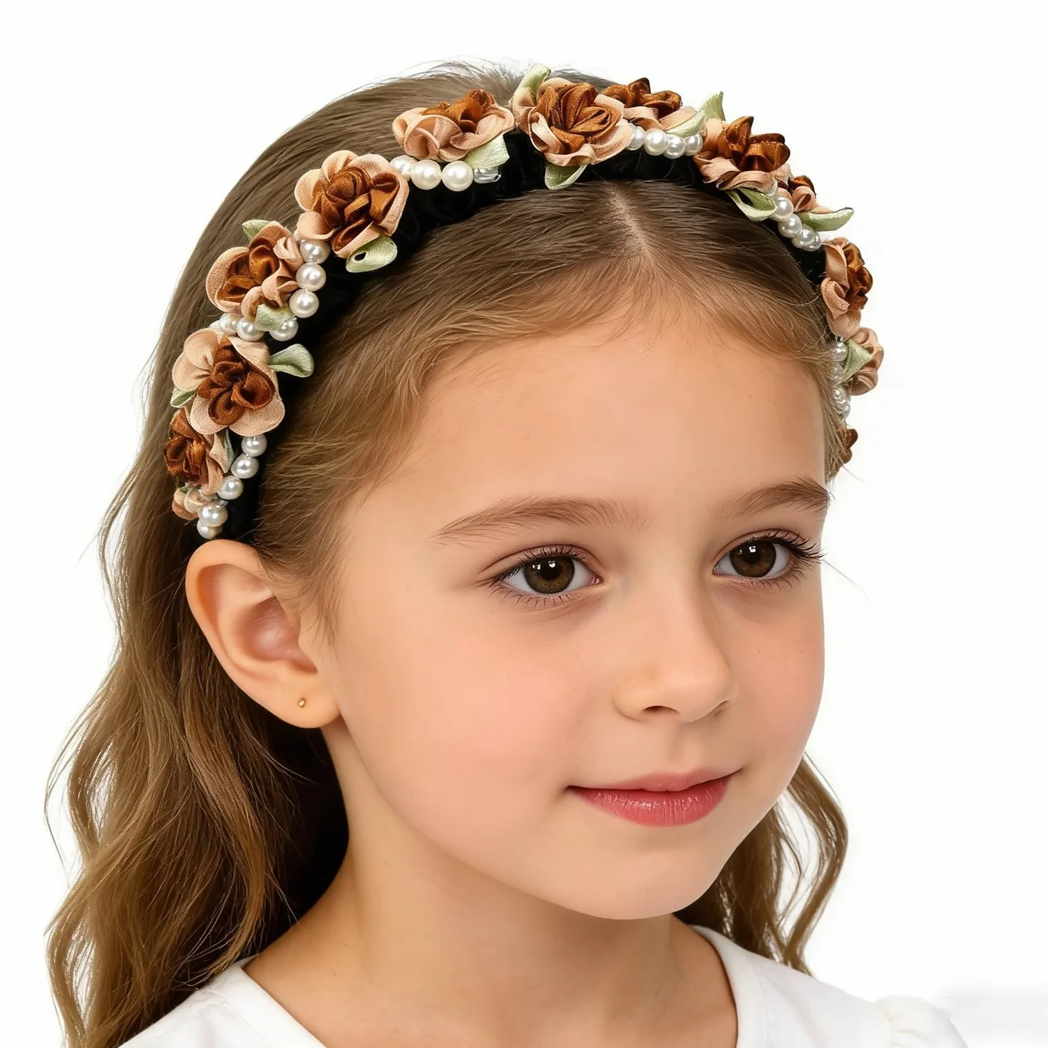 Corona de flores mexicana para novia y damas de honor, accesorio para el cabello marrón