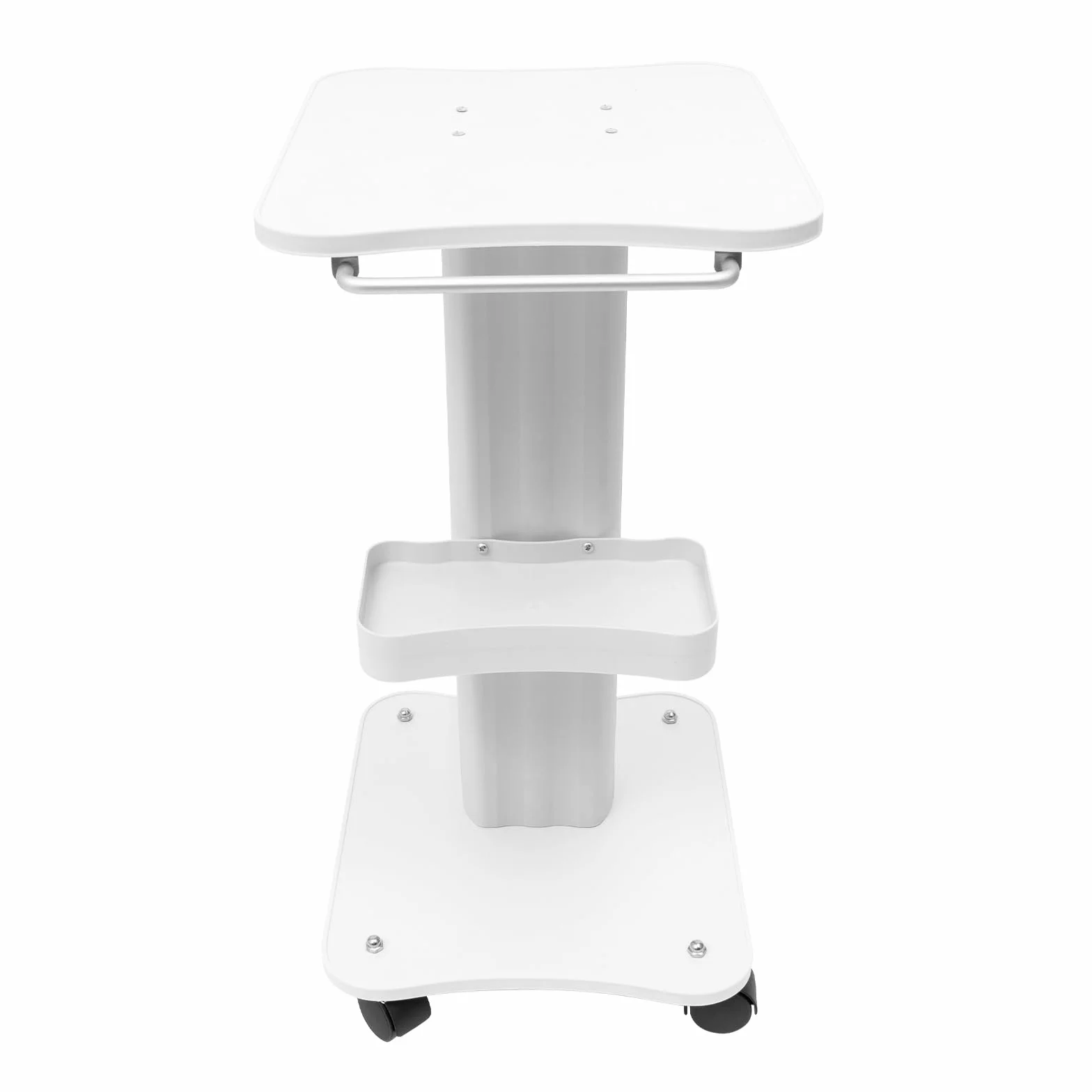 Carrito de belleza ABS con ruedas y compartimento de almacenamiento blanco