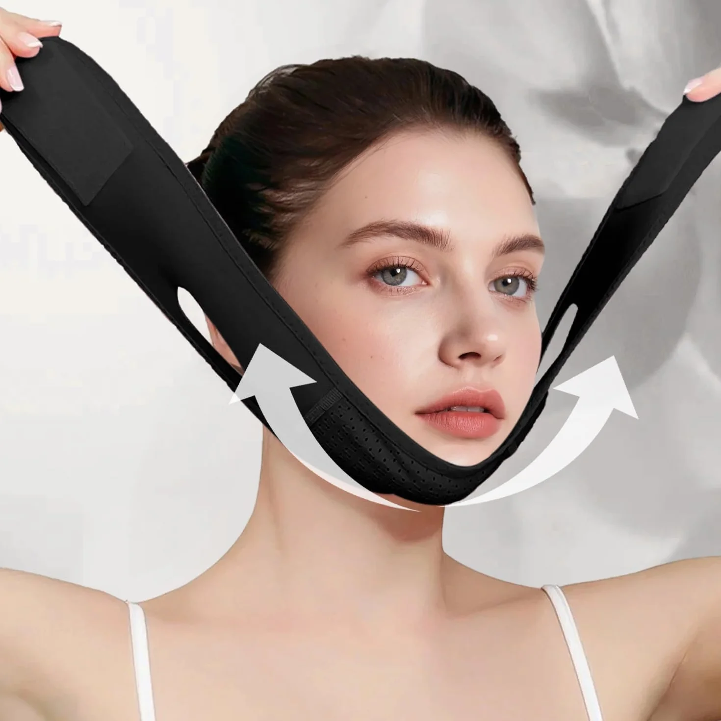 Mascarilla de mentón reductor de papada adelgazante facial en forma de V correa ajustable para dormir esculpir mandíbula reafirmar piel negro