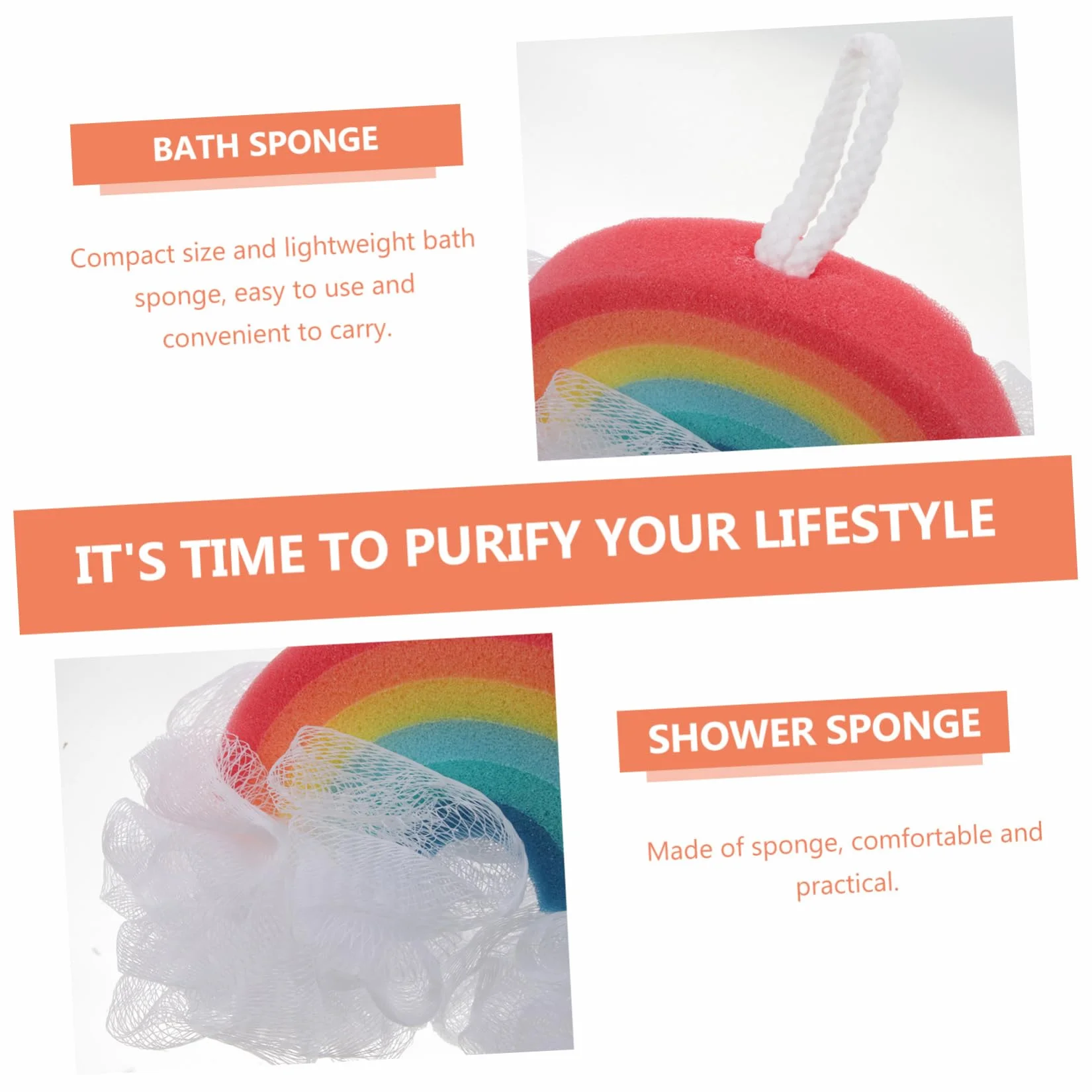 Esponjas de Baño Infantiles Diseño de Arcoíris, 2 Piezas de Esponja para Niños y Bebés, Suaves y Exfoliantes para Eliminar Células Muertas