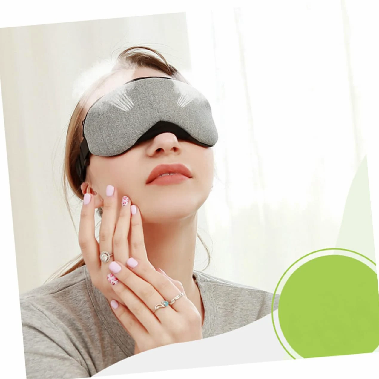 PACKOVE Máscara De Ojos De Vapor Usb Compresa Caliente Para Aliviar y Diseño Ergonómico y Transpirable Gris Sin Fragancia
