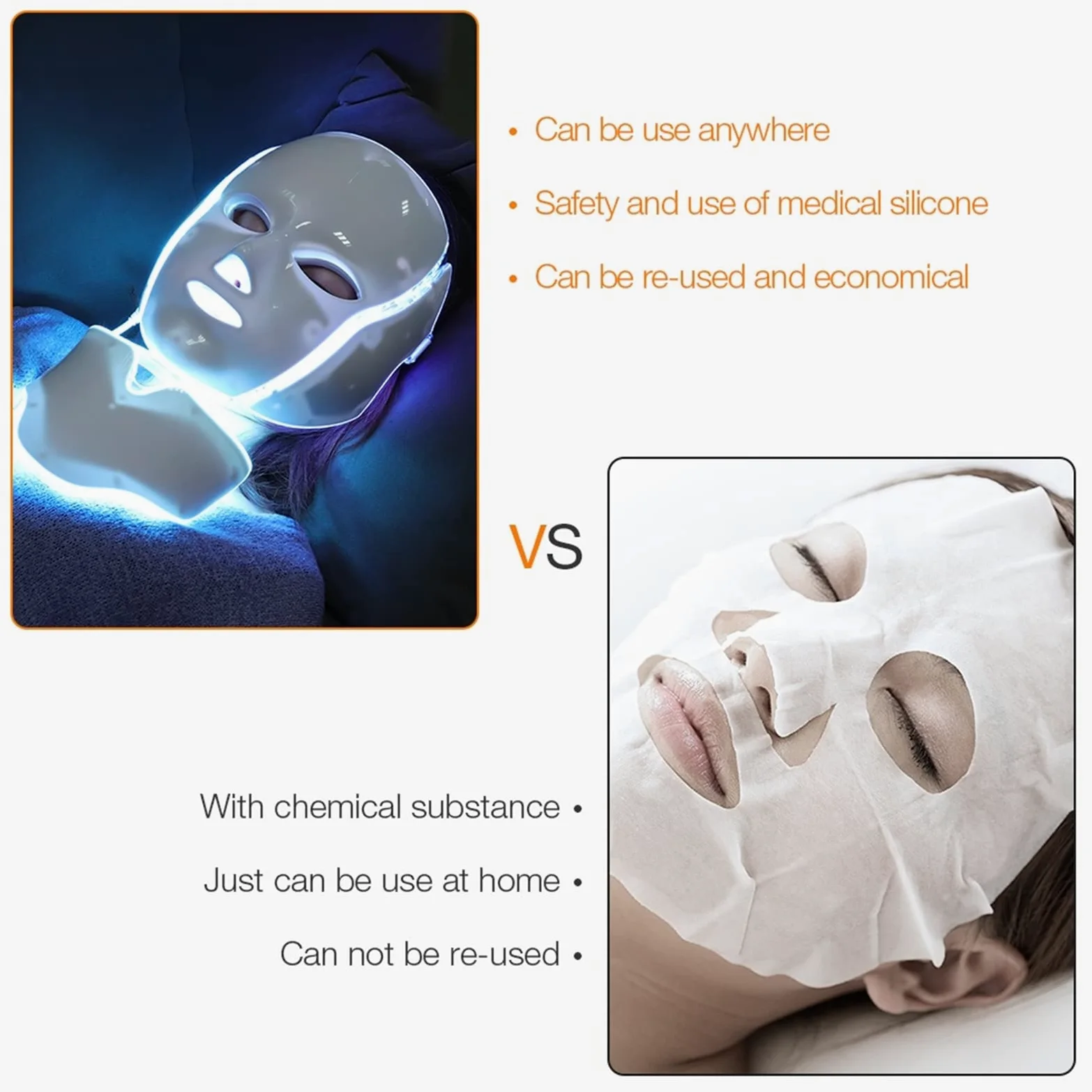 7 Colores Terapia de luz LED Mascarilla Cuello Rejuvenecimiento de la Piel Fototerapia Máscara de Belleza Anti Acné Apriete la Piel Aclare la máquina Salón de Belleza Cuidado de la Piel,Oro