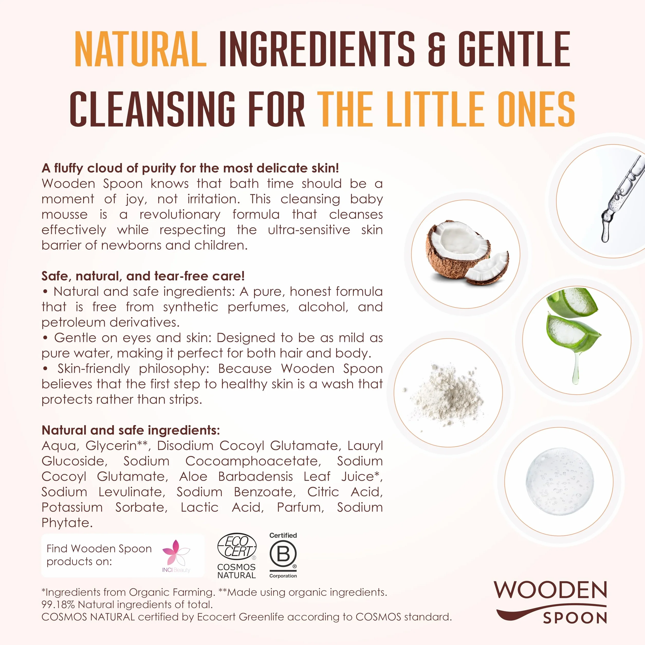 Espuma de Limpieza Bebé 99,18% Natural Aloe Vera Glicerina Orgánico Certificado 150 ml