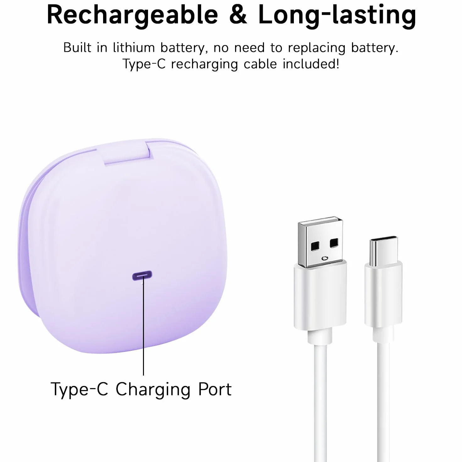 QUMOX Espejo de Maquillaje Compacto con Luz 10X Recargable USB-C LED 3 Modos de Color Brillo Regulable