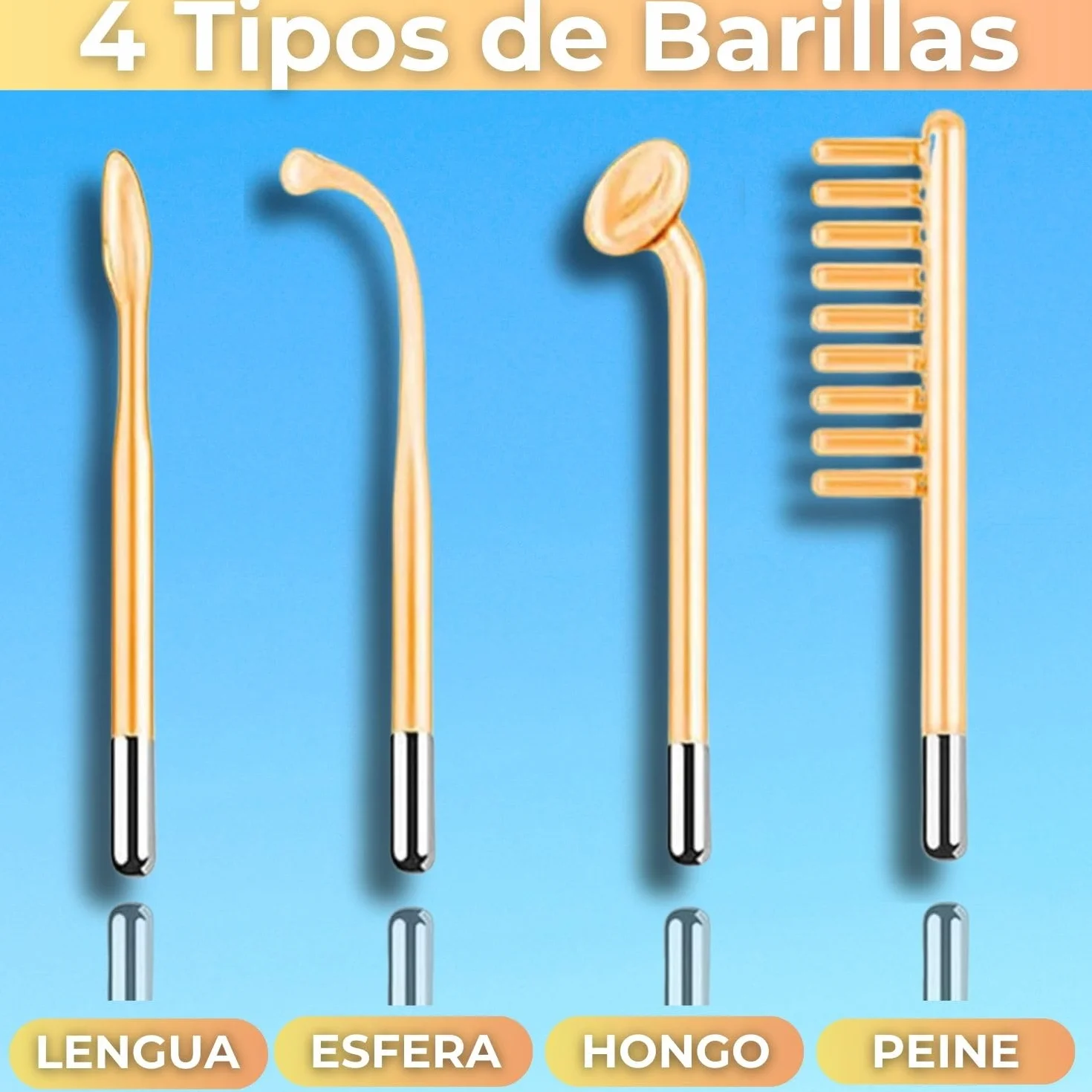 Alta Frecuencia Facial y Capilar Profesional - High Frequency Wand - Máquina Quita Arrugas, Acné y Manchas - Tecnología LED con 4 Electrodos