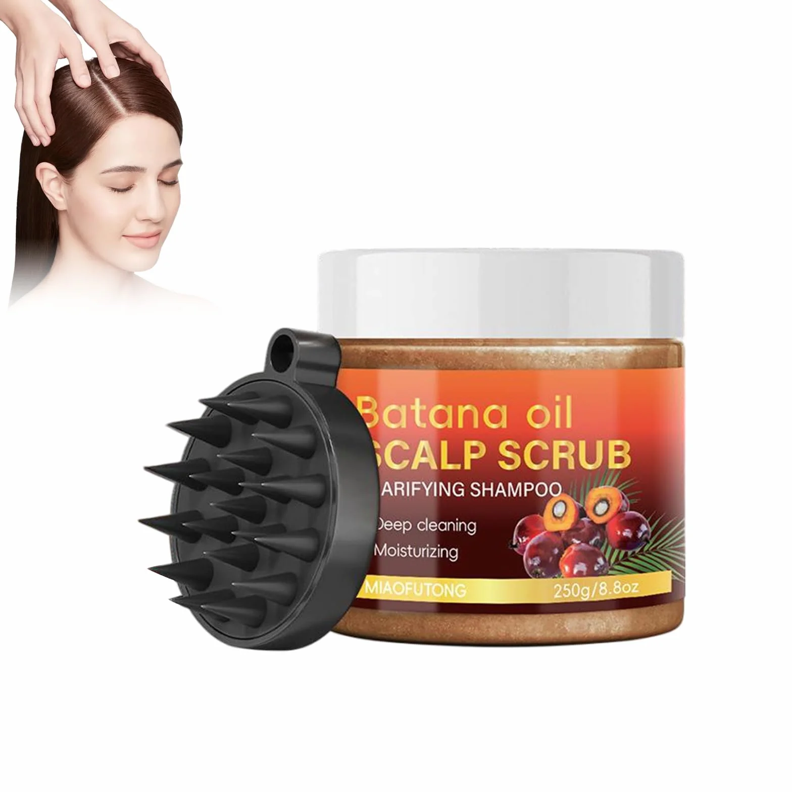 Exfoliante de Cuero Cabelludo con Batana Oil 250g Tratamiento Nutritivo para Cabello Dañado con Masajeador