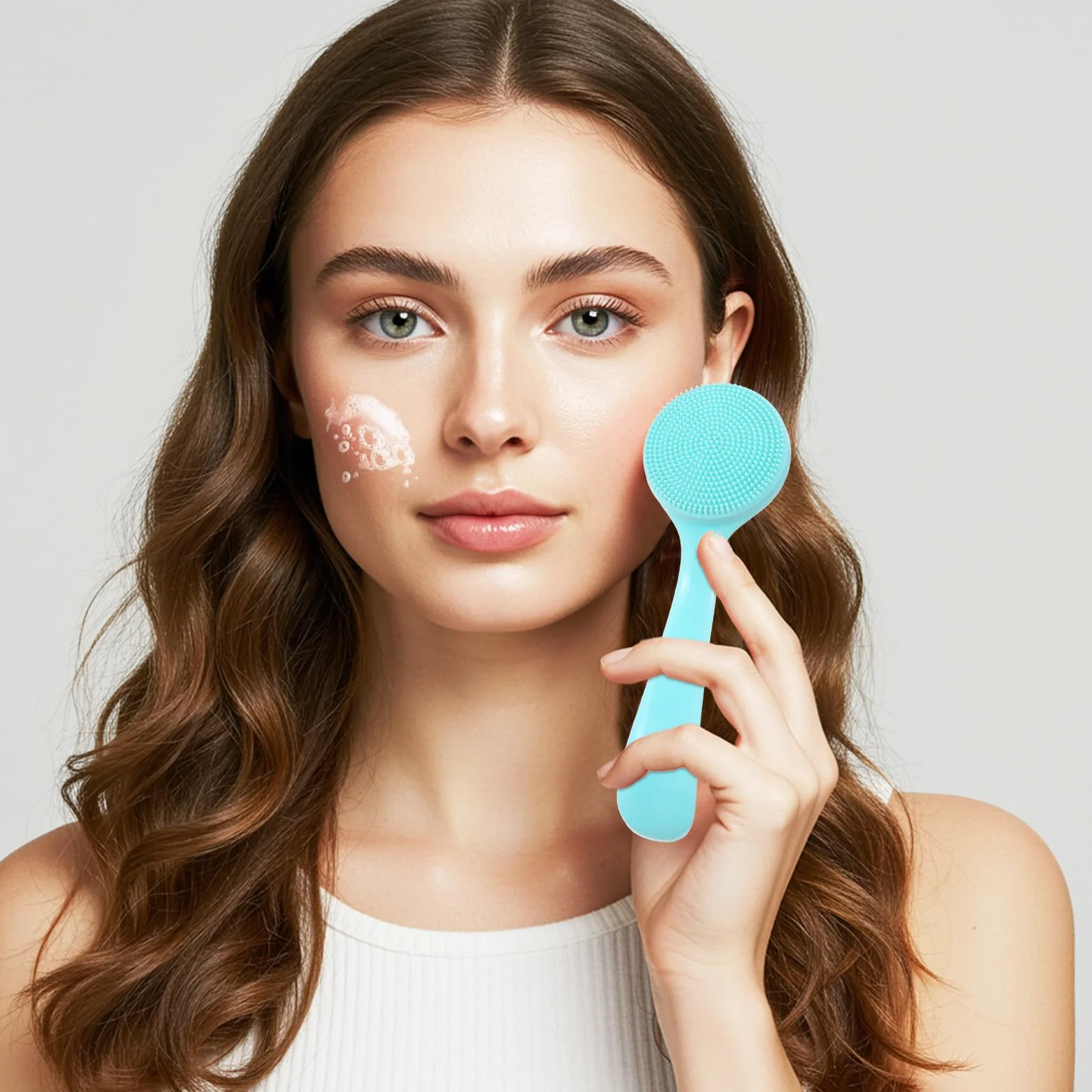Oruola 2 cepillos de limpieza facial, cepillo de silicona impermeable exfoliante para poros