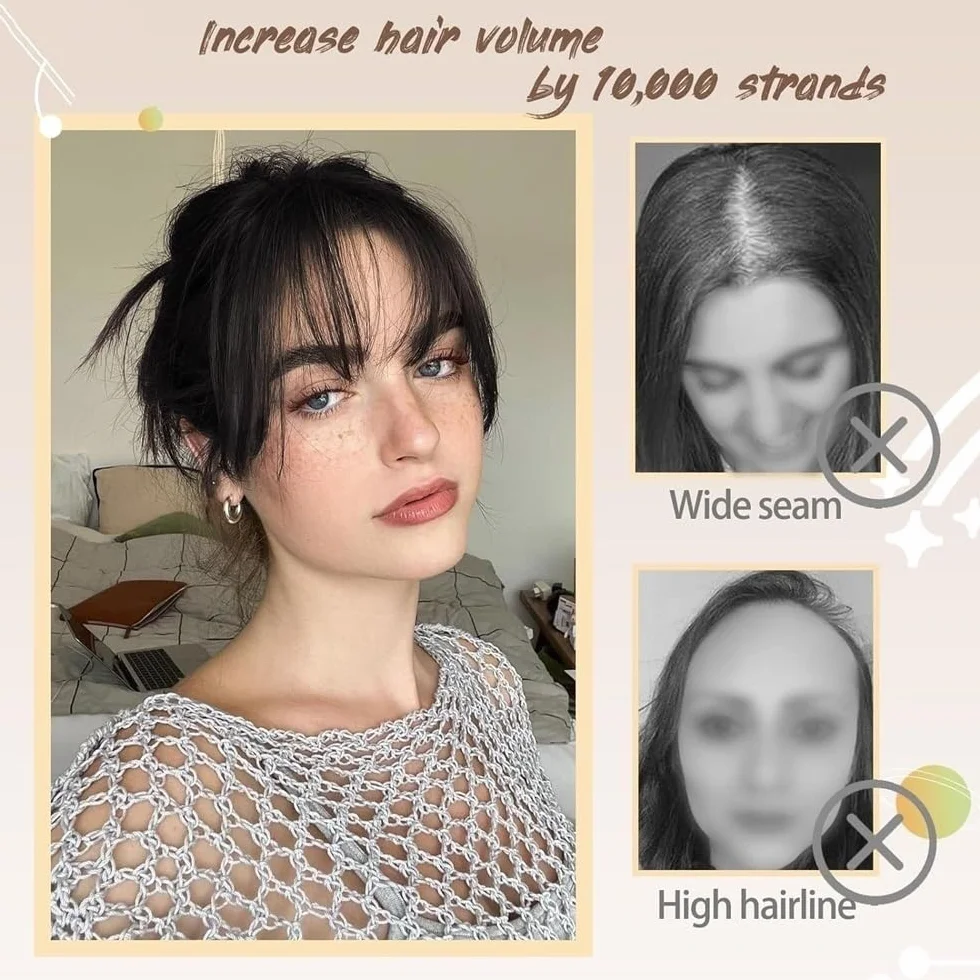 Postizos de cabello humano para mujeres, Extensiones de cabello humano real con clip for mujer - Cobertura 360°, base encaje