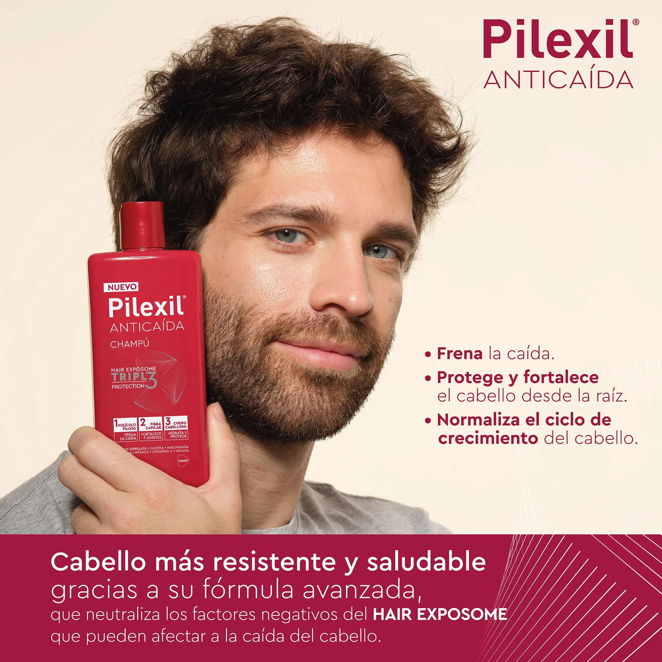PILEXIL Champú Anticaída Triple Protection 900 ml Fortalece Suaviza Hidrata Cuero Cabelludo