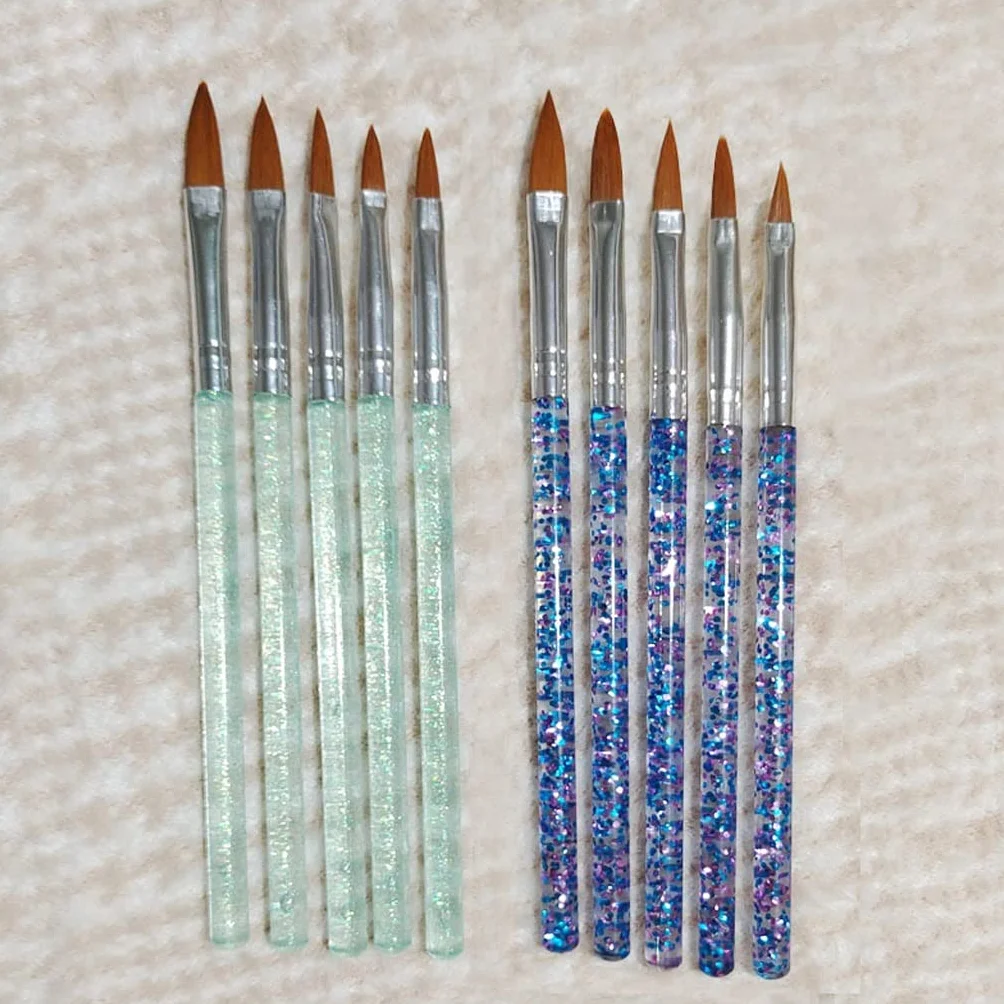 N/A 5 PCS/SET Nail Brush Nuevo Grabado Punteado Dibujo Pintura Gel Tallado Pen Acrílico Belleza Nail Art Manicura WolFums