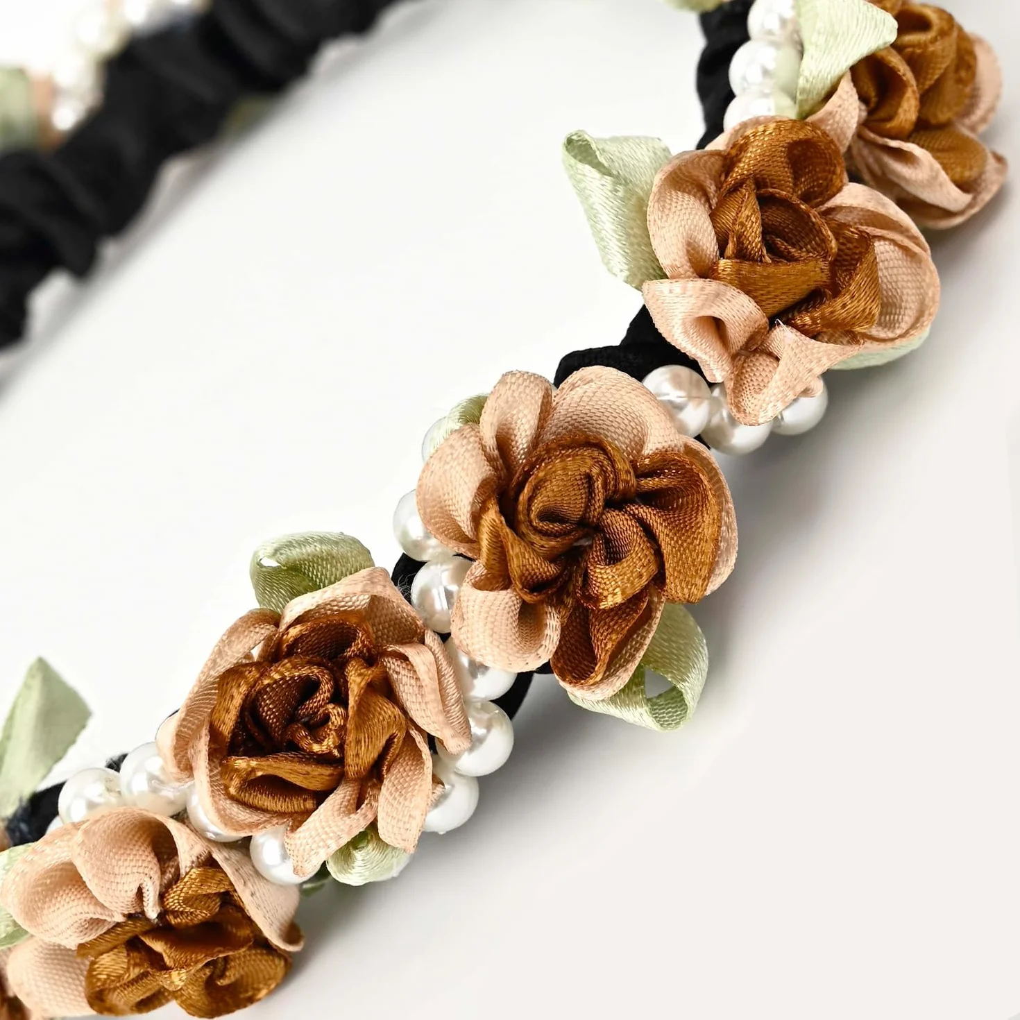Corona de flores mexicana para novia y damas de honor, accesorio para el cabello marrón
