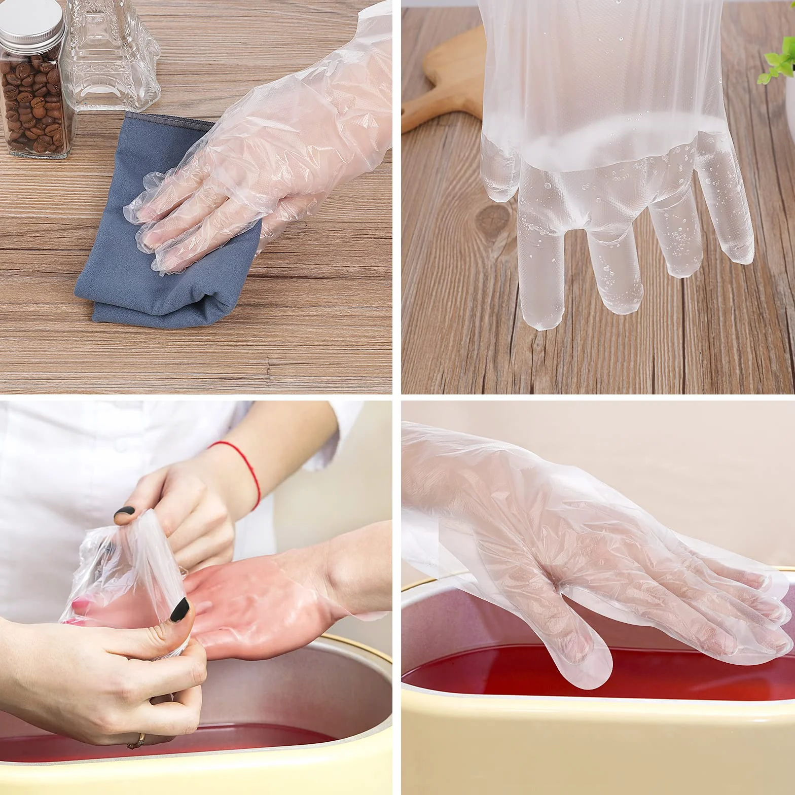 Parafina Máscara de Cera de Manos 200 Piezas Baño de Parafina Guantes PE