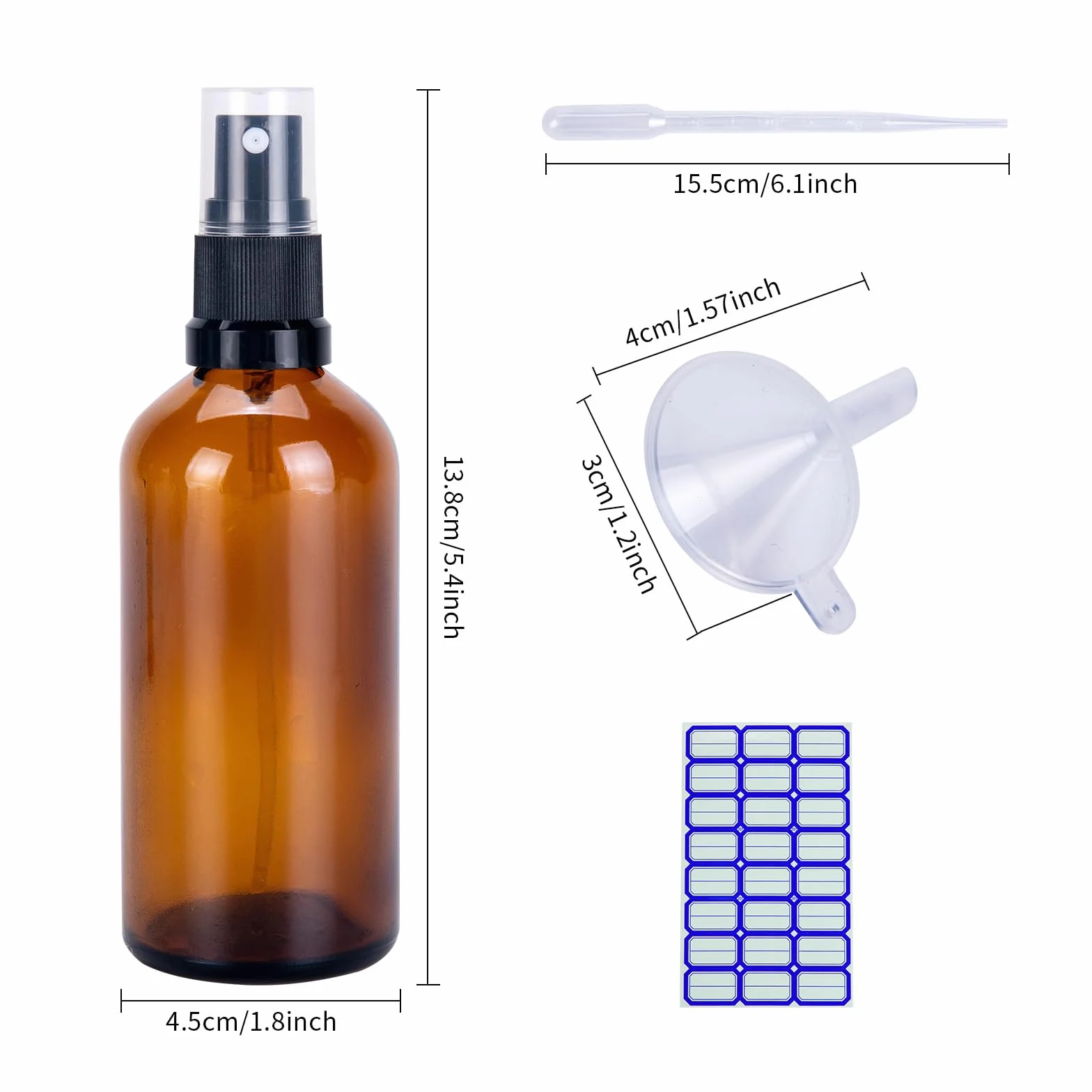 Butelka ze szkła bursztynowego 100 ml atomizer podróżny brązowy