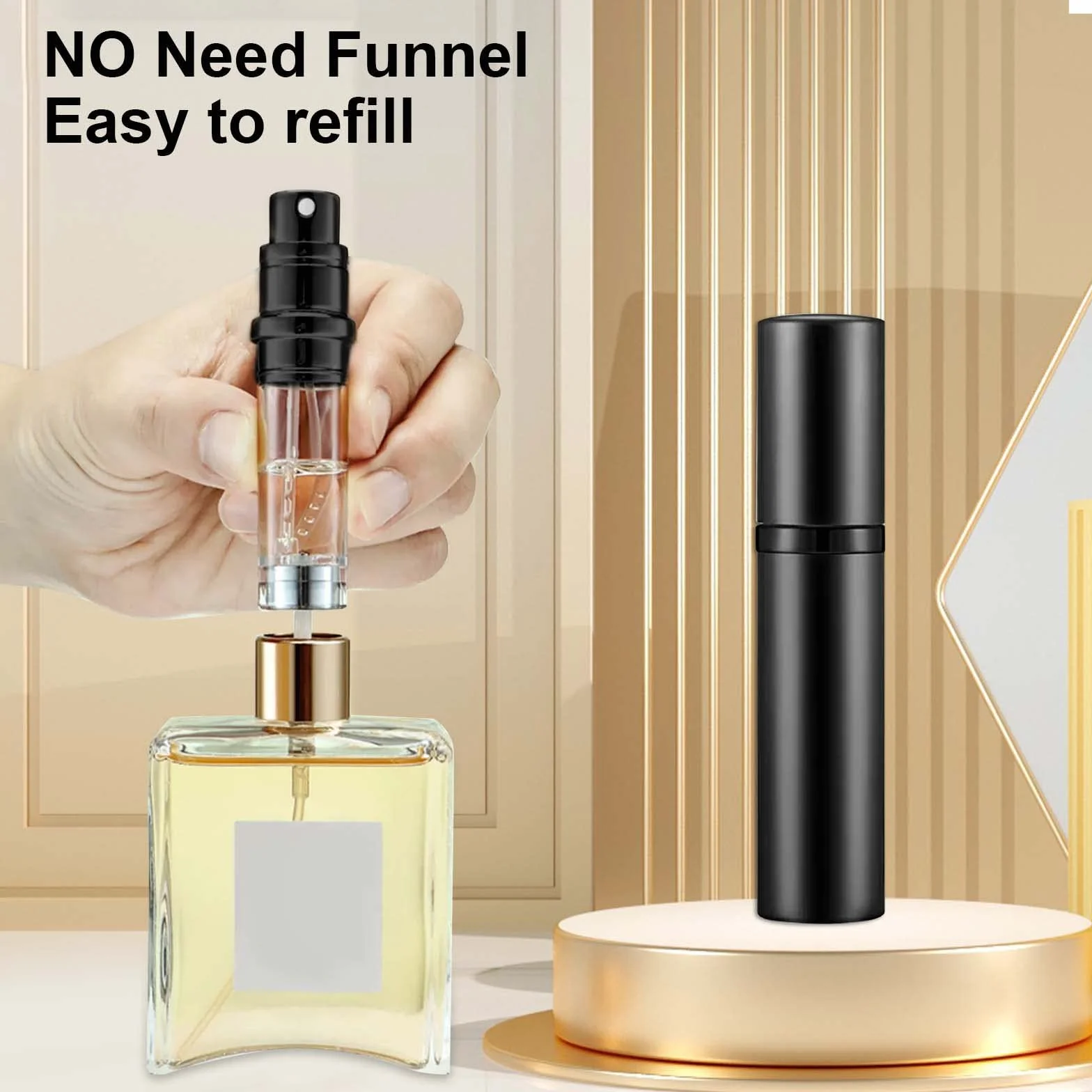 Colexy Atomizador Perfume Recargable 5ML Spray Portátil Mini Botella Viaje Champán