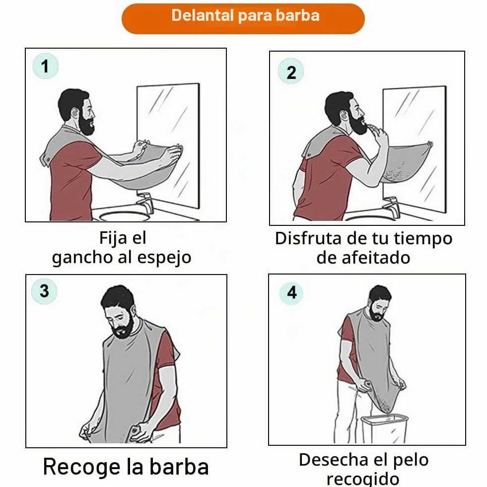 Delantal Impermeable para Barba con 2 Ventosas para Hombres