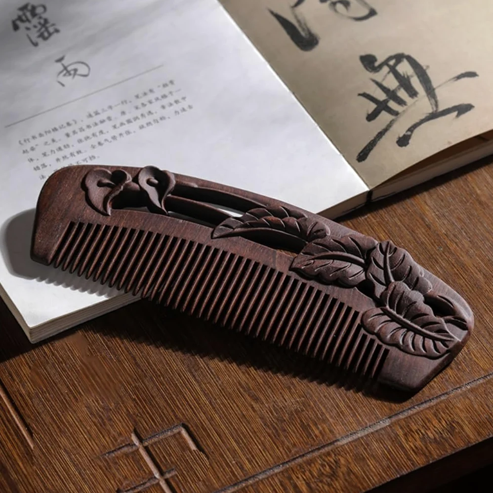 Peines para Hombres, Peine Especial para Cabello Largo para Mujeres, Peine de Dientes Finos tallados, Peine de Madera para peinar el Cabello, Peine para Barba para Hombres (AA)