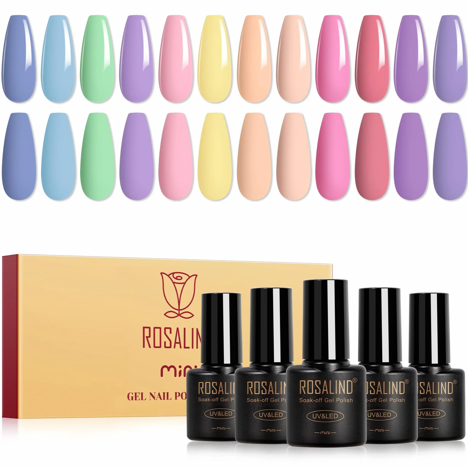 ROSALIND Esmaltes Semipermanentes Pastel 12 Colores Azul Verde Morado Rosa Amarillo Nude Macarrón Uñas UV LED