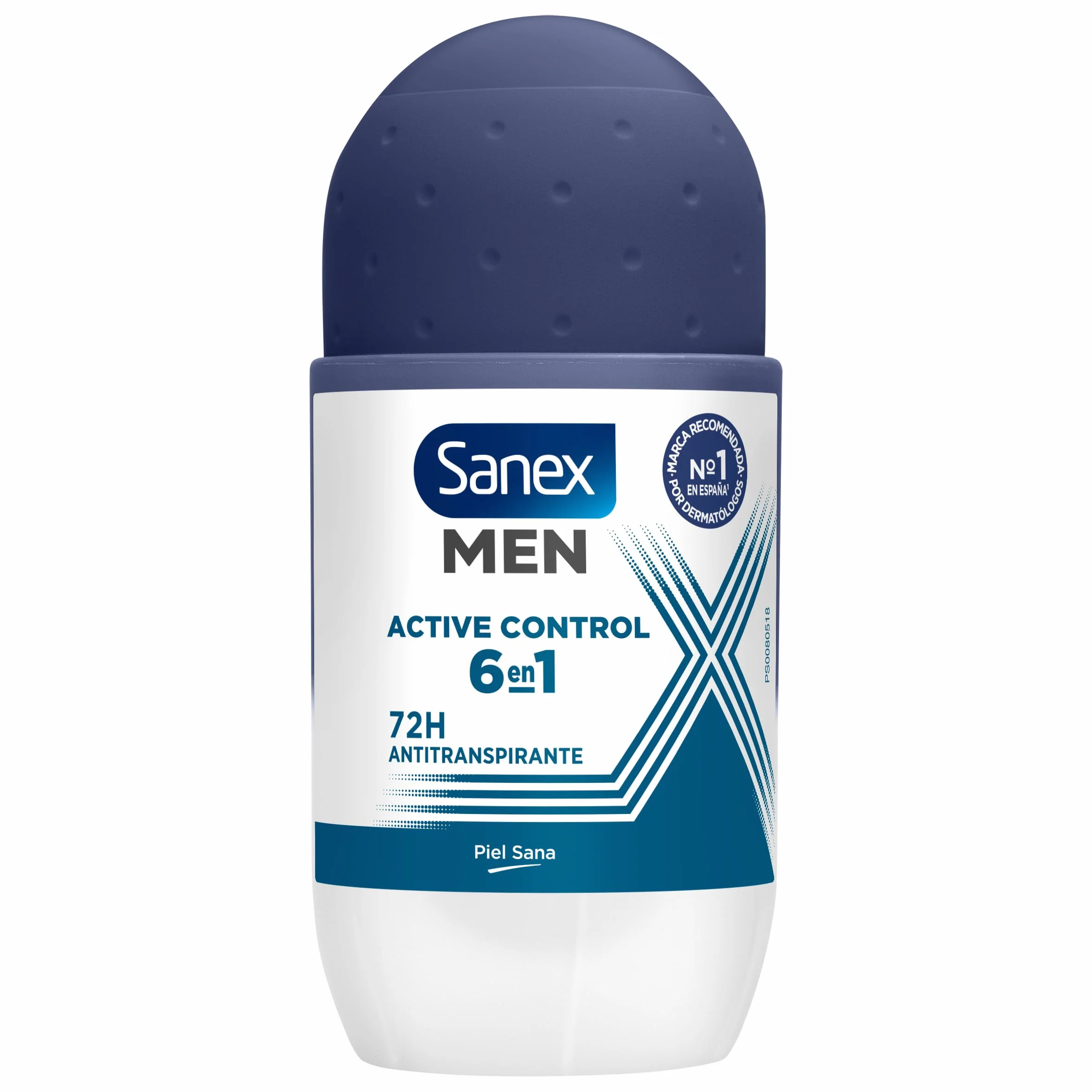 Sanex Men Active Control Desodorante Roll-On para Hombre, Pack 6 x 50 ml, Antitranspirante 48H