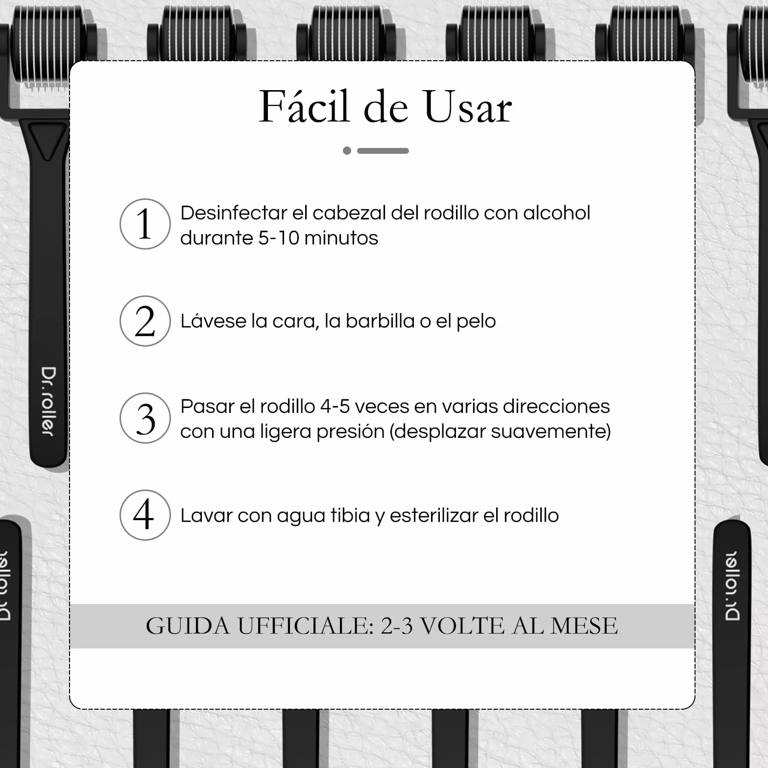 Derma Roller 1mm Cabello Facial Barba Microneedling Estimula Crecimiento Barba