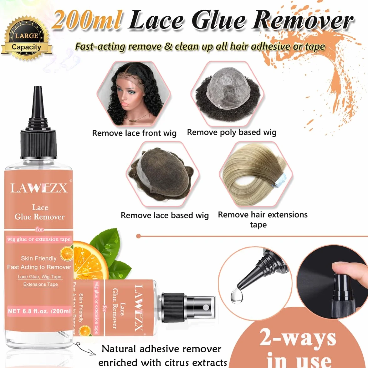 Disolvente Capilar 200ml con Aroma Cítrico, Removedor de Pegamento para Encaje y Extensiones