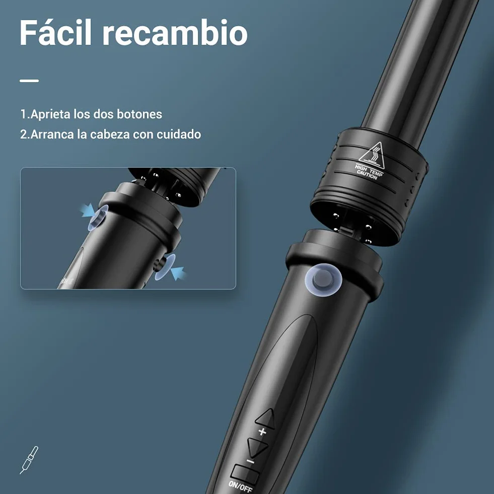 ELEHOT-Store Rizador de Pelo 5 en 1 con Boquillas Intercambiables y Pantalla LCD, Profesional de Cerámica Multifunción Incluye Guante Térmico, ET-W301