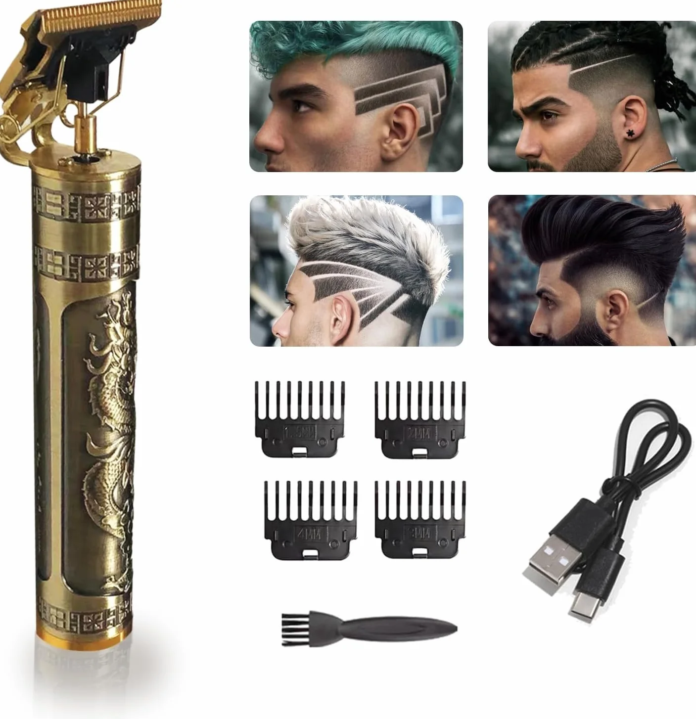 Profesional Maquina Cortar Pelo Inalámbrica Impermeable Hoja T Recargable Afeitadora Eléctrica Set