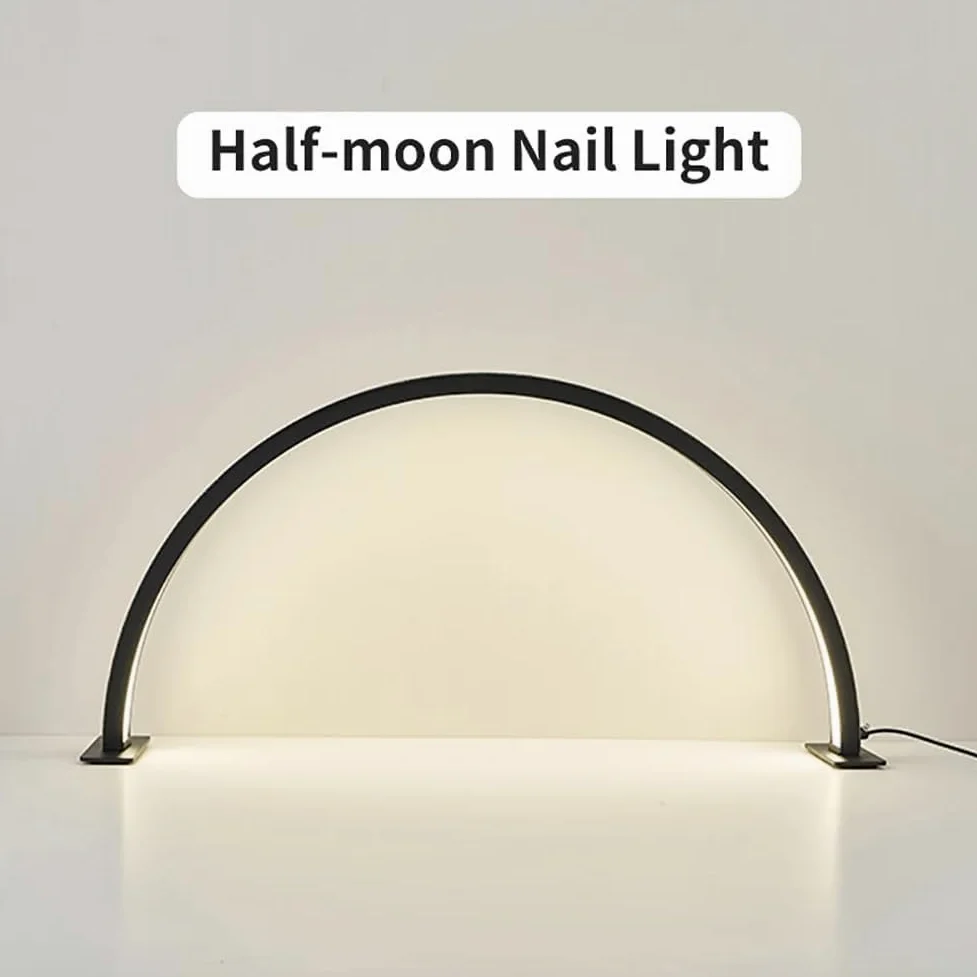 Lámpara De Manicura En Forma De U con Anillo De Arco, Lámpara De Media Luna Led con Atenuación Continua, Lámpara De Pestañas Led De Media Luna De 35 W, Luz De Esteticista Regu, White