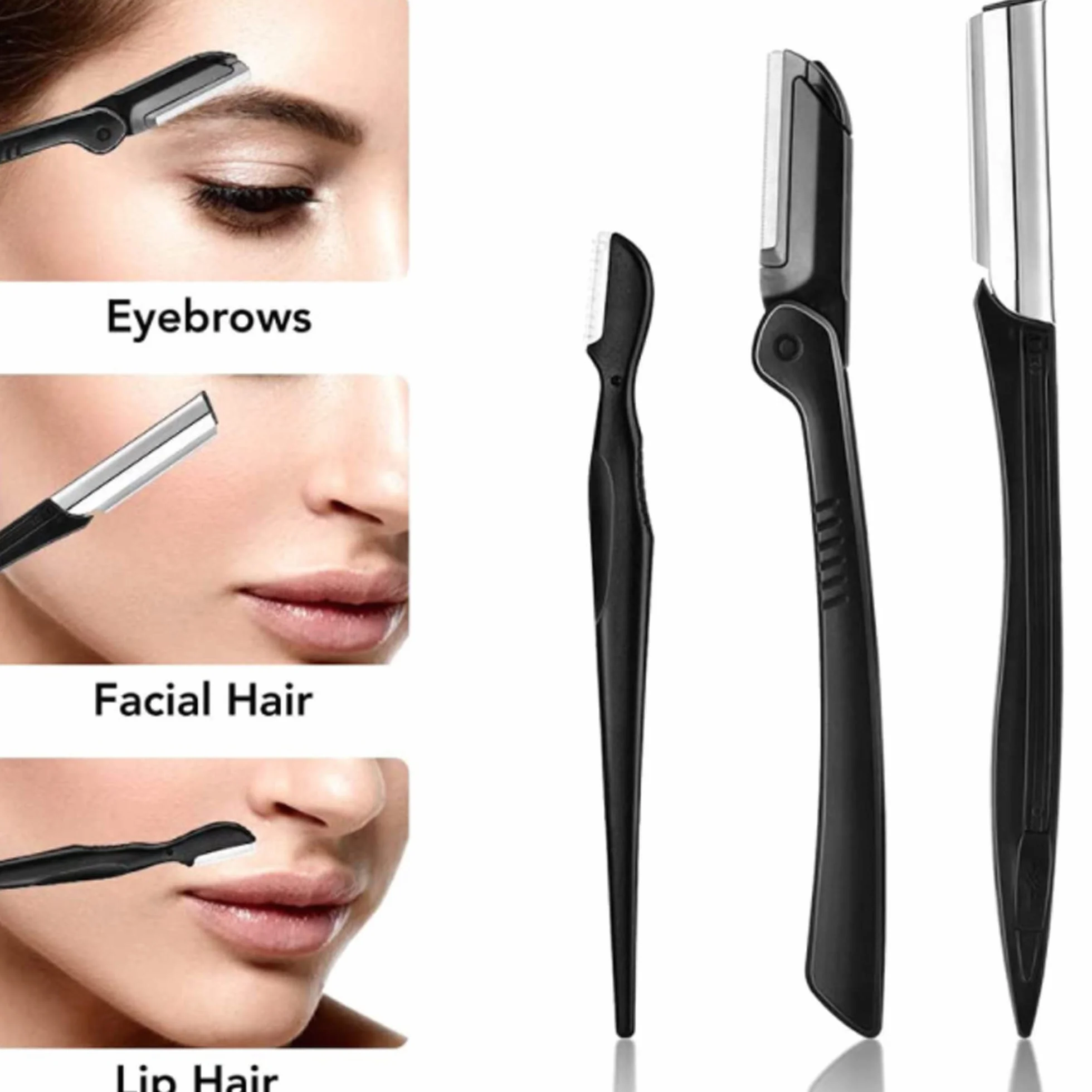 Juego de 6 Piezas Recortar Cejas Pinzas Tijeras Maquinilla Afeitar Cepillo Acero Inoxidable