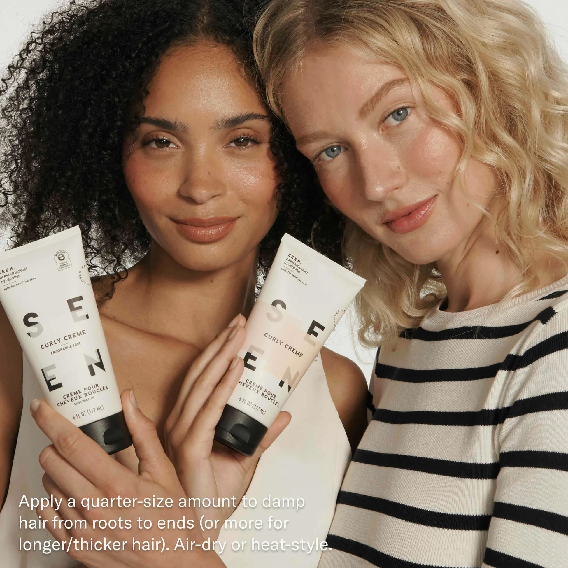 SEEN Crema rizada, no comedogénica y sin sulfatos, crema para el cabello que define rizos, reduce el encrespamiento, protector del calor, segura para pieles sensibles