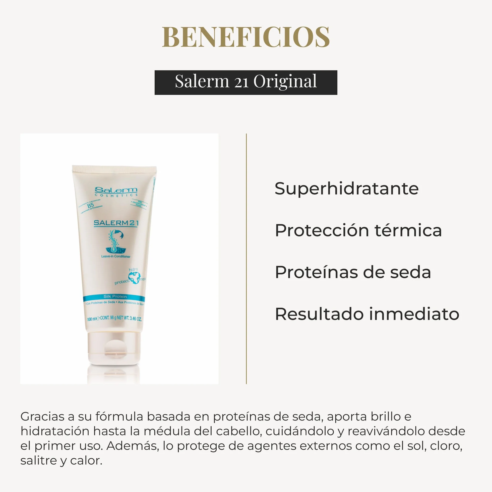 Salerm 21 Silk Protein Acondicionador sin Aclarado 100 ml Protector Calor Hidratante