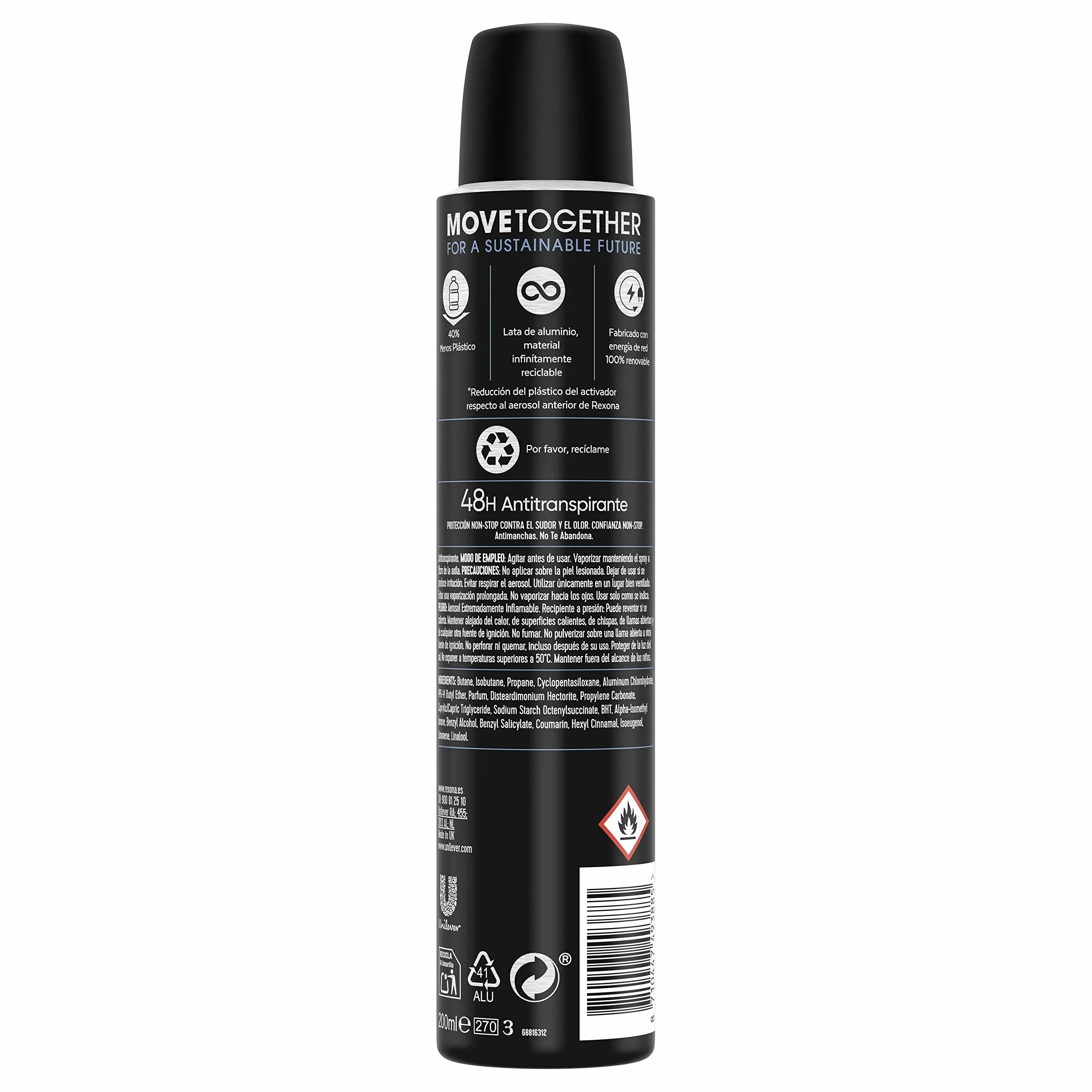 Rexona Invisible Desodorante Aerosol Antitranspirante Hombre Ice 200ml Pack de 6