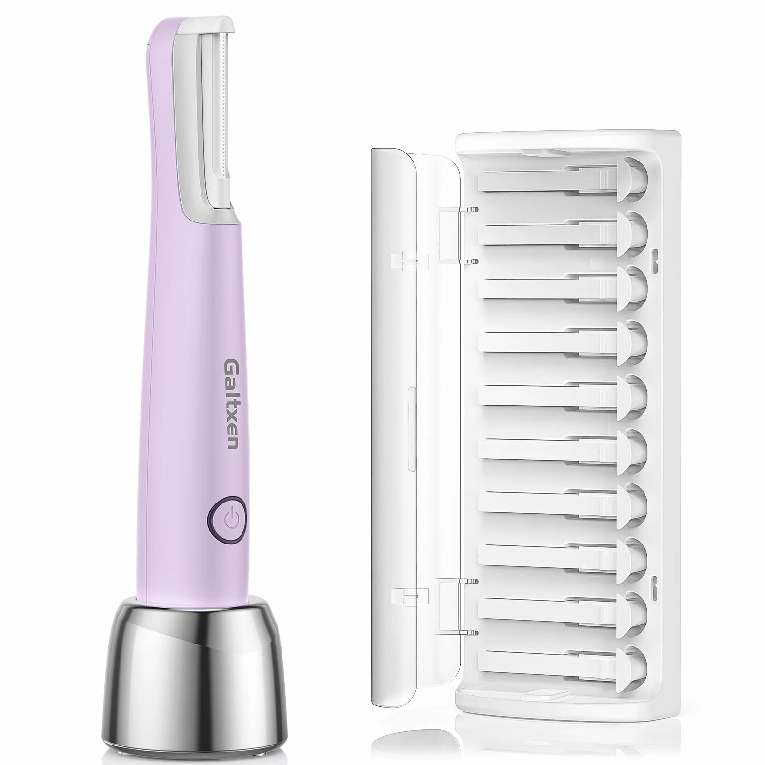Sonic Dermaplaning Herramienta para mujeres, recargable Dermaplane Razor Sonic Edge Technology para vello facial, exfoliante y pelusa de melocotón, 10 cuchillas de repuesto, color morado