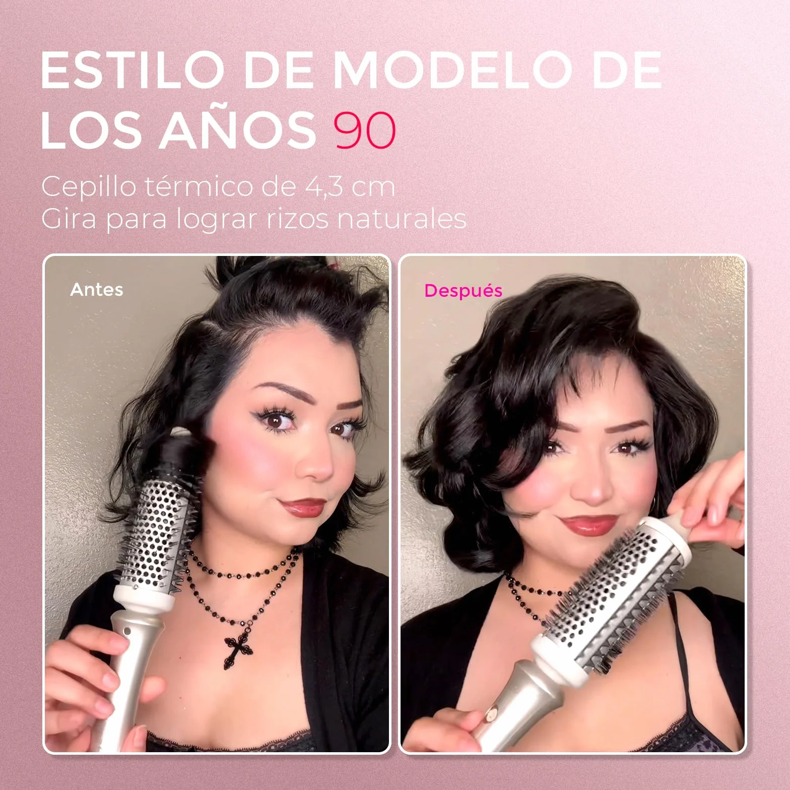 TYMO STYLUX Cepillo Térmico, Cepillo Redondo Caliente Cerámica de 43 mm para Crear Rizos Naturales, Cepillo Rizador de un Solo Paso para Cabello Suelto y Voluminoso, Thermal Brush para dar Volumen