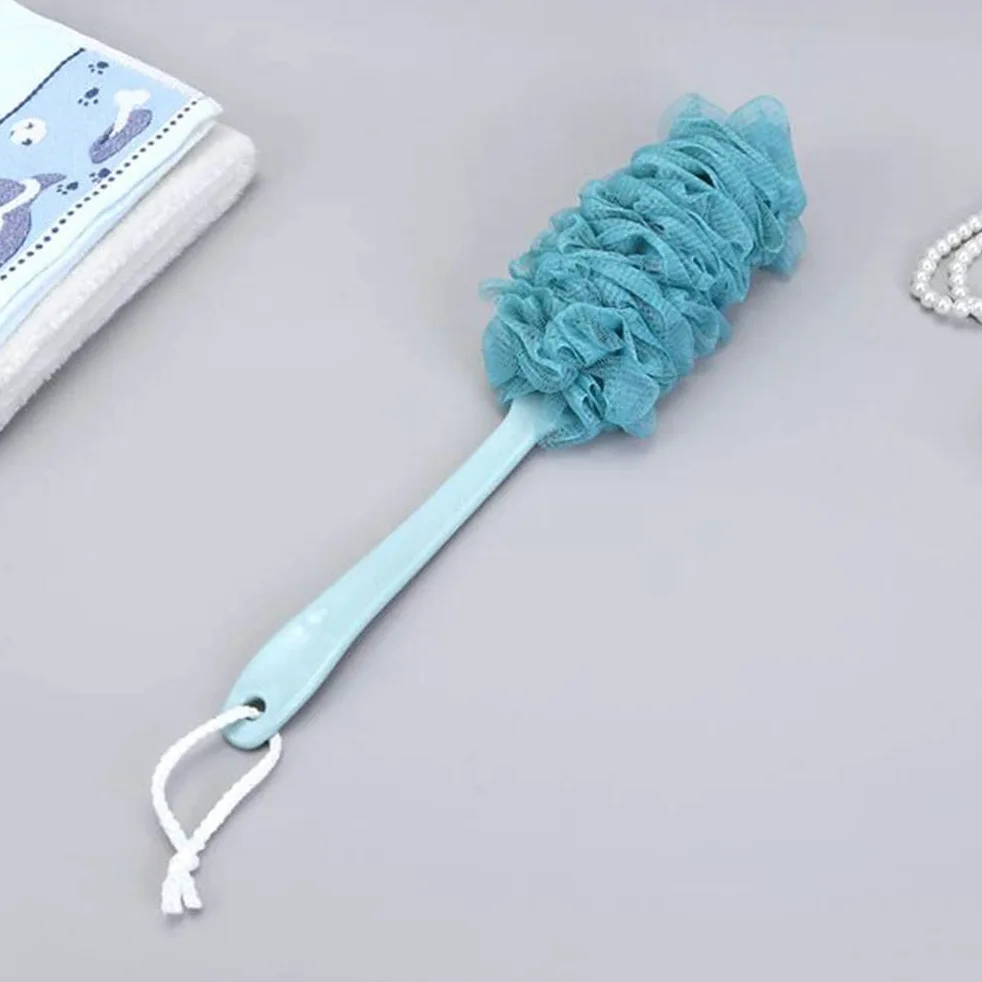 Esponja de Malla de Ducha con Mango, depurador de Espalda, Cepillo Exfoliante Largo para el Cuerpo del baño, Lavado Corporal (Azul), cepillos para baño y Cuerpo