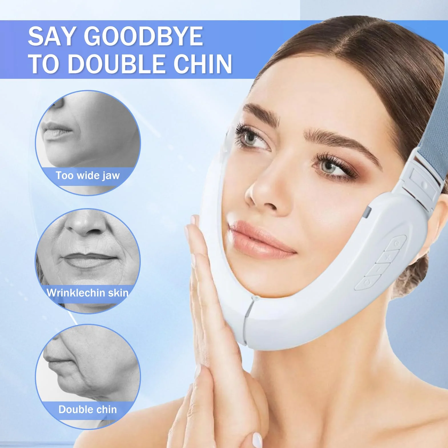 Reductor de Papada Lifting, EMS Masajeador Facial Eléctrico V Cuchillo de Belleza 6 Modos 12 Niveles