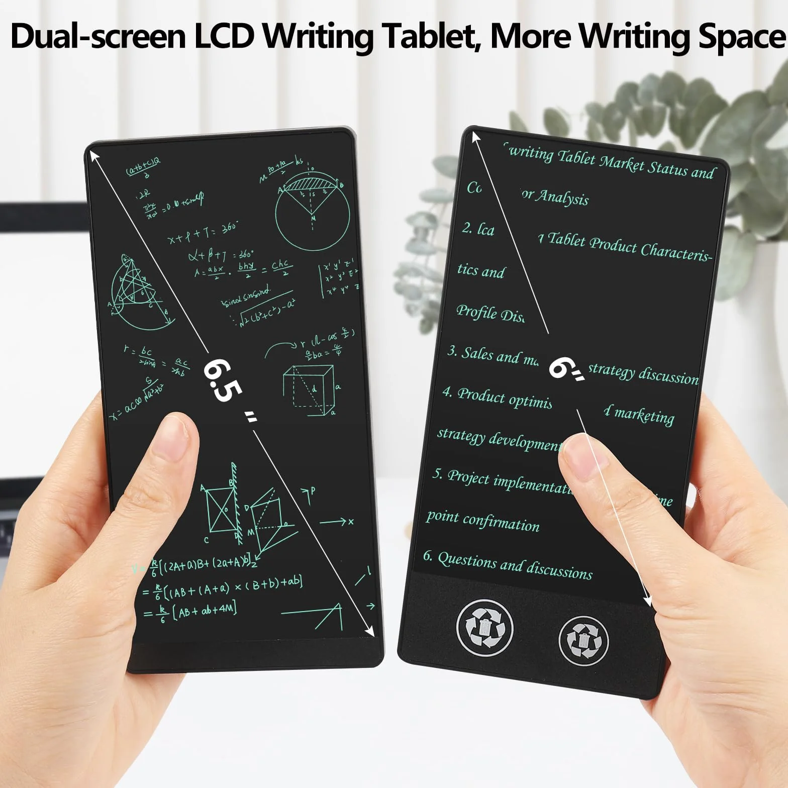 Czemo Tableta de Escritura LCD para Adultos, Mini Pizarra LCD 6,5+6,0 Pulgadas, Líneas HD 0.5 mm