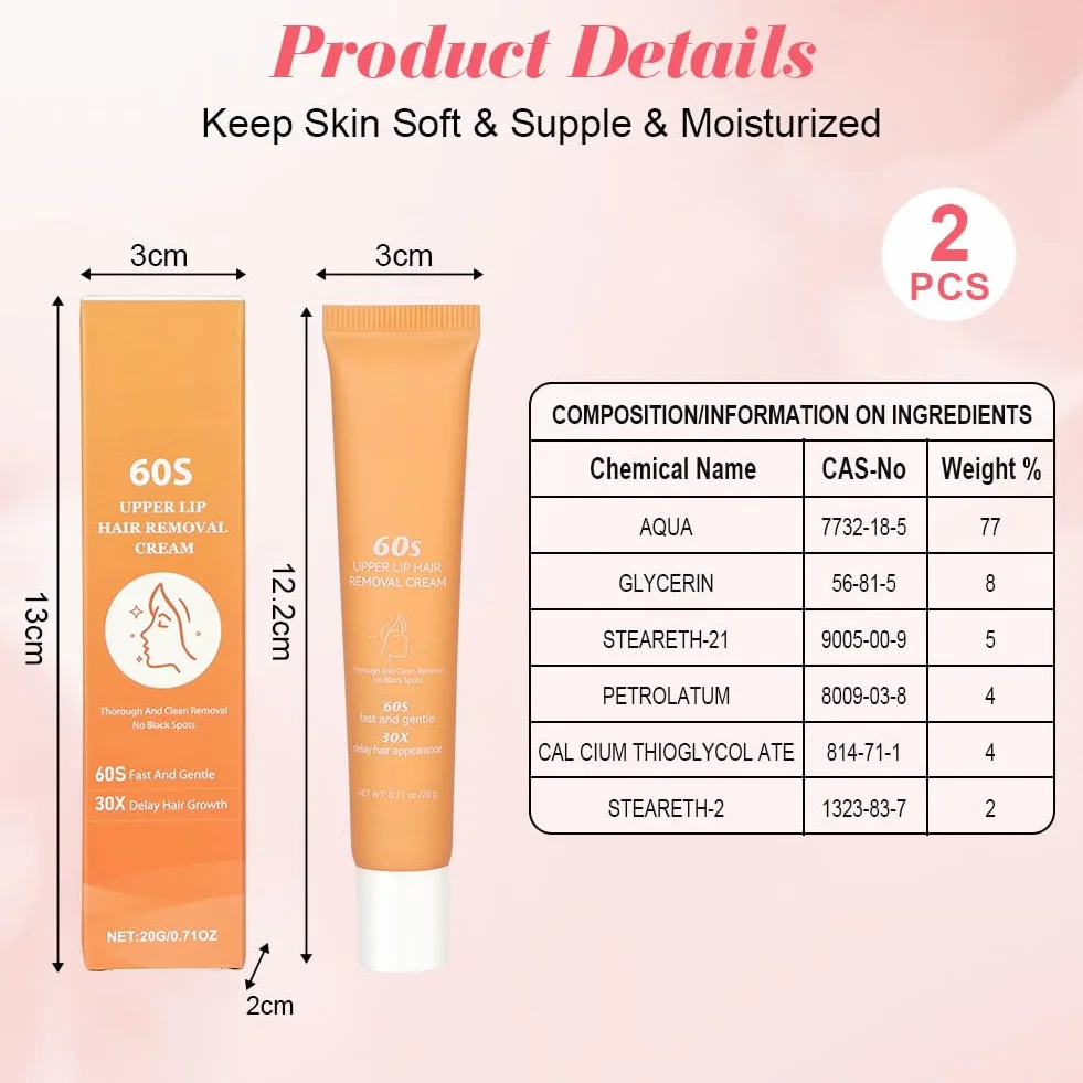 LOPHE Crema Depilatoria Facial y Corporal 2x20g para Mujer y Hombre Piel Sensible