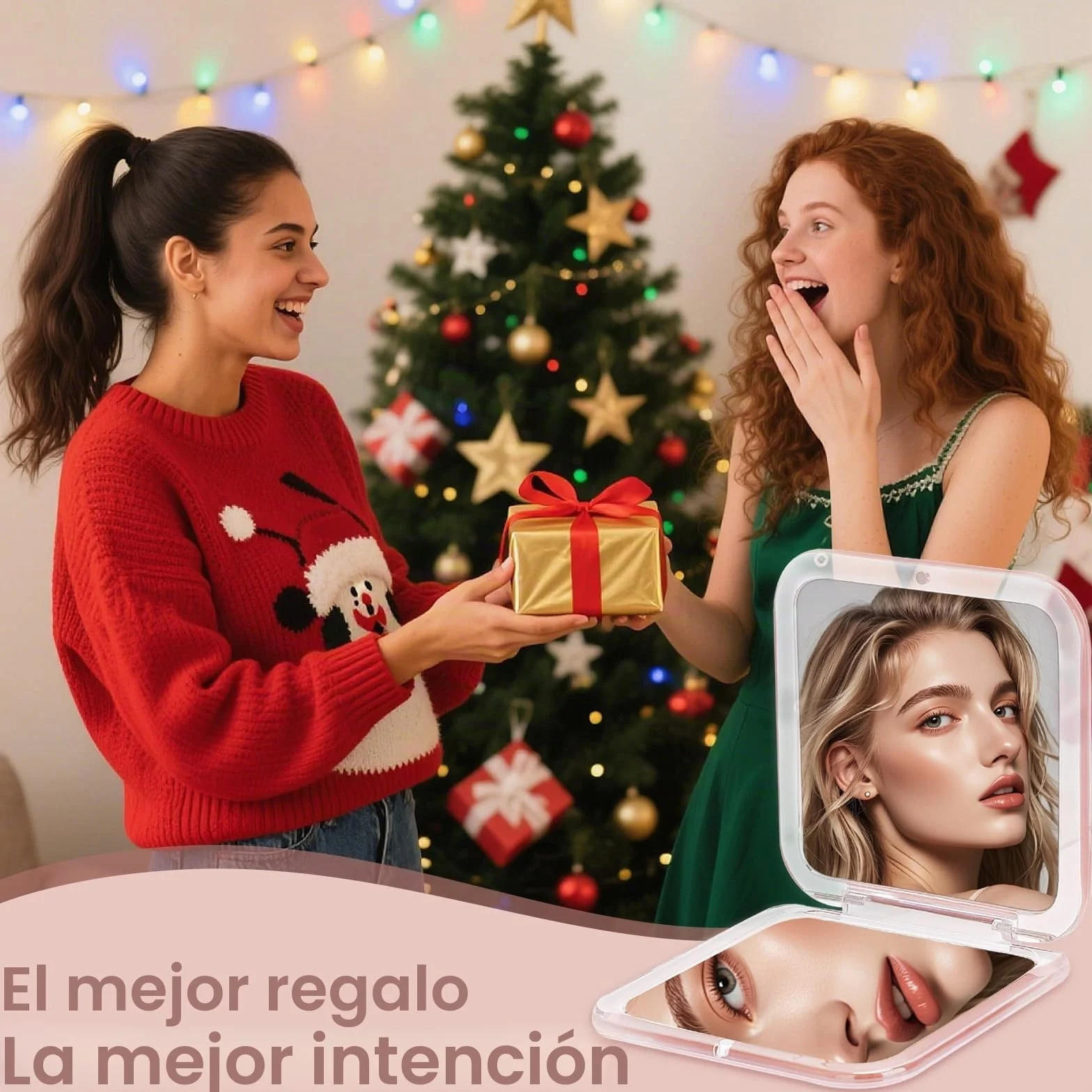 Espejo de Maquillaje Zikenis 1X/30X Aumento, Plegable Portátil con Interruptor Magnético, Rosa