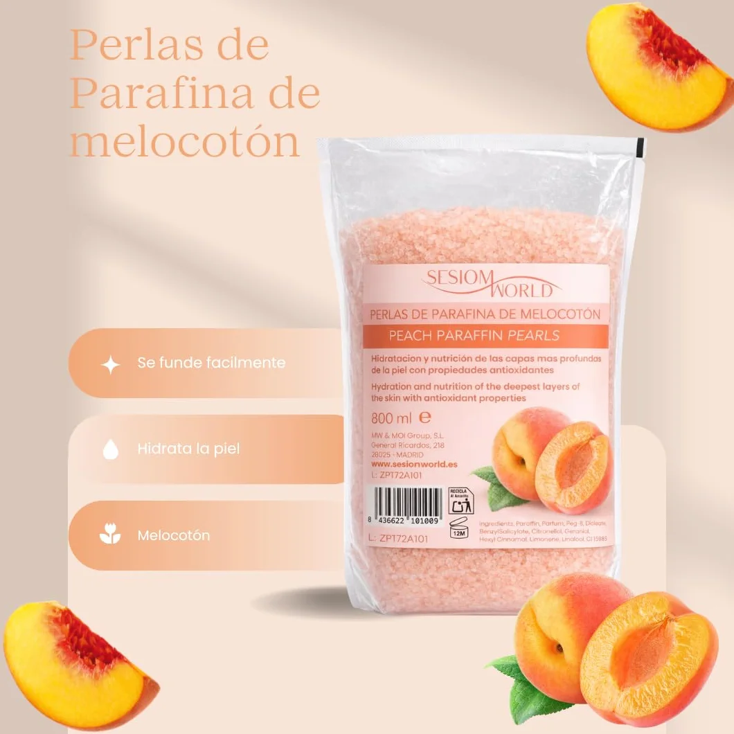 Perlas de Parafina con Aroma a Melocotón 1000 ml Tratamiento Corporal Hidratante
