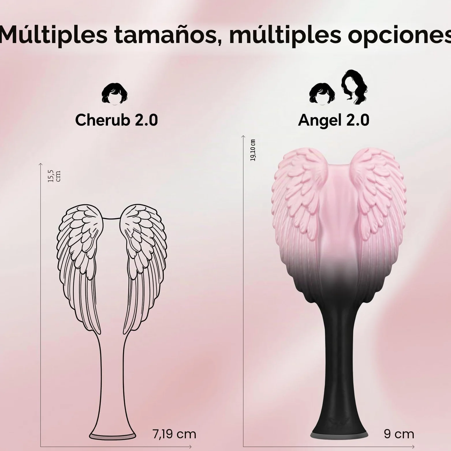 Tangle Angel Cepillo para desenredar el cabello para mujer, cepillo antiestático con alas de ángel para cabello húmedo y seco, cepillo desenredante de cerdas flexibles para cabello liso, ondulado y
