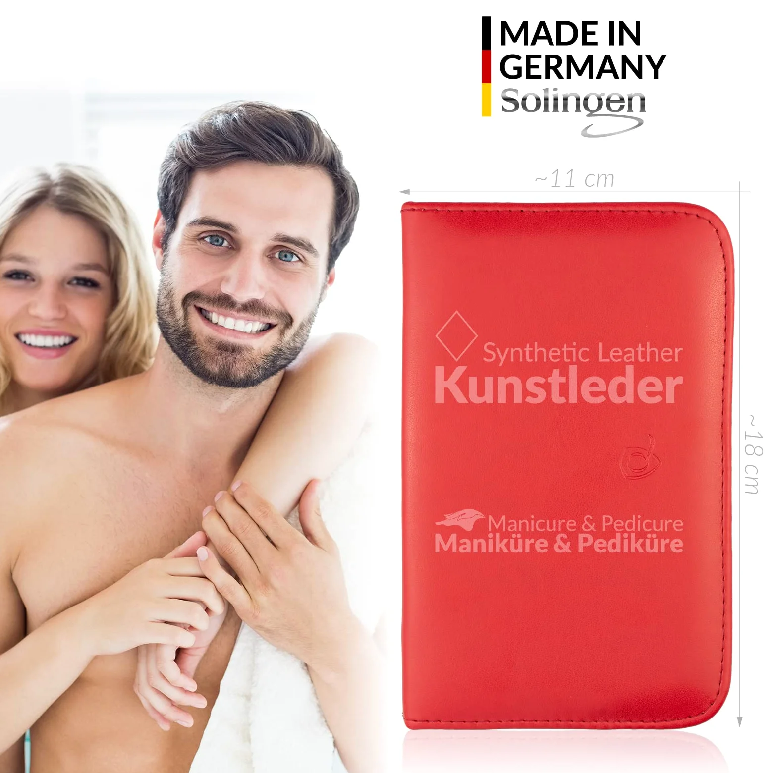 marQus Set de manicura y pedicura de 12 piezas de Solingen Alemania - Set manicura con todo lo necesario para hombre y mujer en estuche de piel sintética