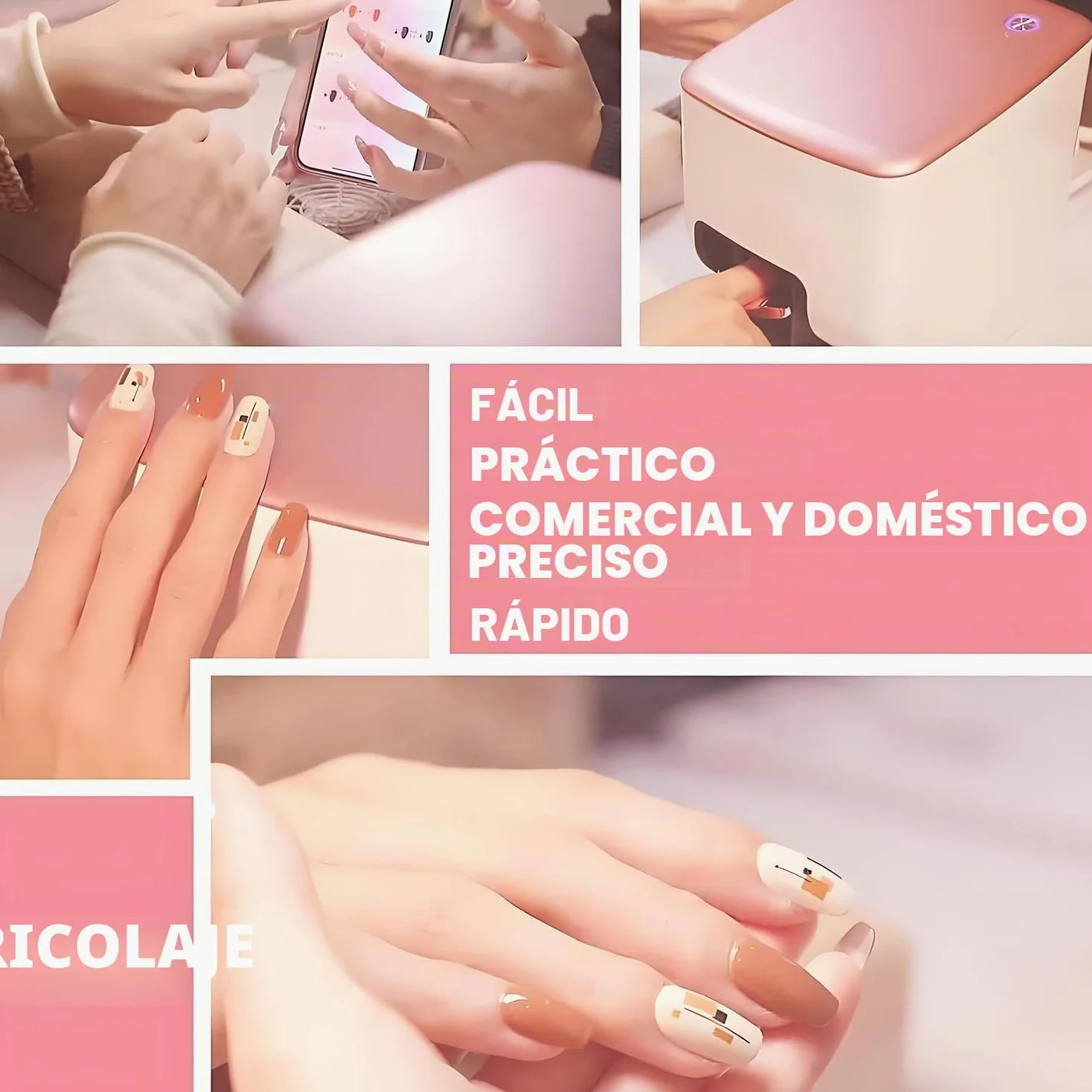 Impresora 3D para decoración de uñas, máquina de impresión de uñas DIY con control de aplicación, alta resolución de 4800 ppp, reconocimiento automático de forma de uñas y dibujo rápido 10S