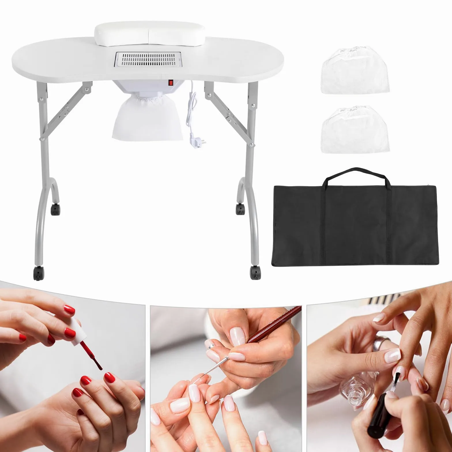 Manicure Table Nail Collector Modern estación de uñas Blanco Rectángulo | Perfecto para el estudio y el hogar, proporciona un entorno higiénico con filtro de polvo y facilita el trabajo preciso