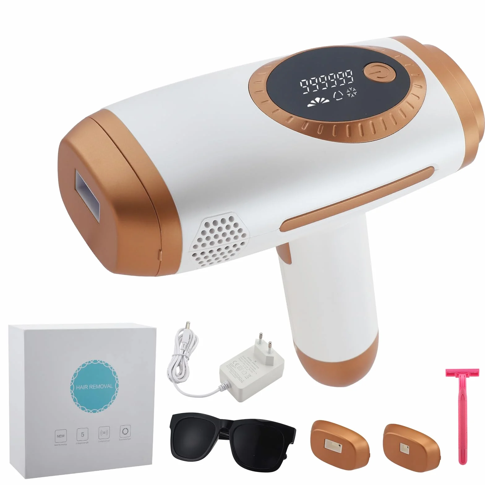 Depiladora Laser 990.000 Destellos 5 Niveles Energía 2 Modos Automático Manual Rostro Cuerpo