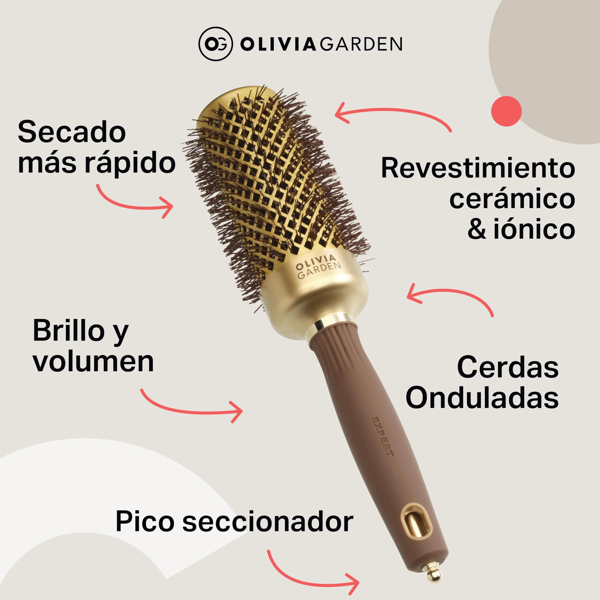 Olivia Garden Expert Blowout Shine Cepillo redondo cerámica antiestática