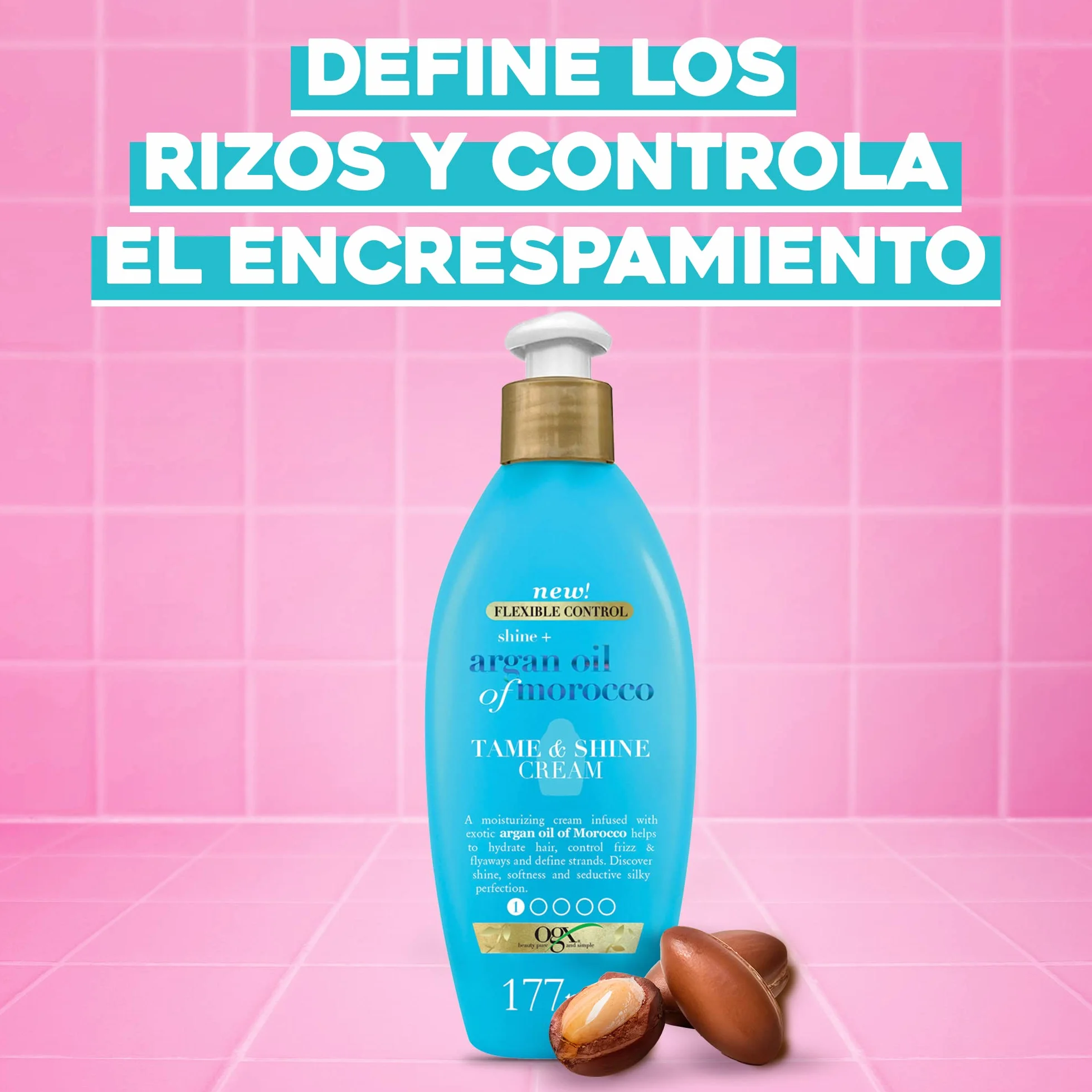 OGX Argan Oil of Morocco Tame and Shine Cream 177 ml Anti-Frizz Treatment for Curly Hair