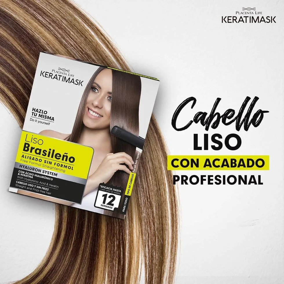PLACENTA LIFE Be Natural Kit de Alisado Brasileño con Keratina, Alisado Profesional, Control del Frizz, Brillo Intenso