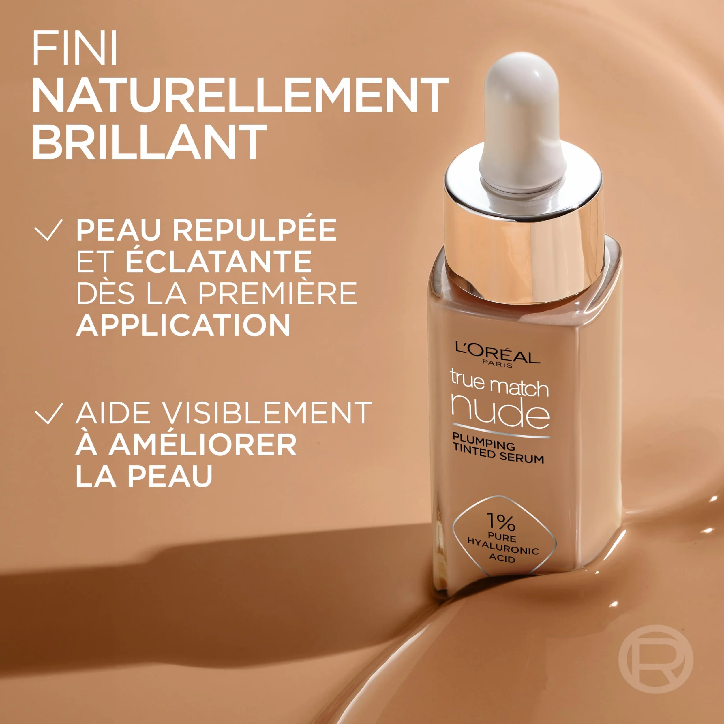 L'Oreal Paris True Match Base de suero tintado, 1% ácido hialurónico, hidratante, 30 ml, tono 6-7 bronceado
