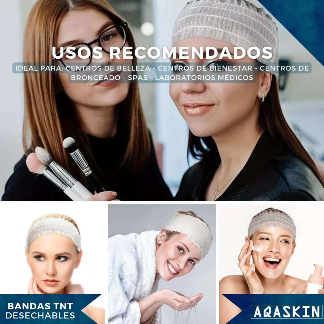 Banda elástica de pelo desechable TNT para esteticista spa bienestar - Blanco