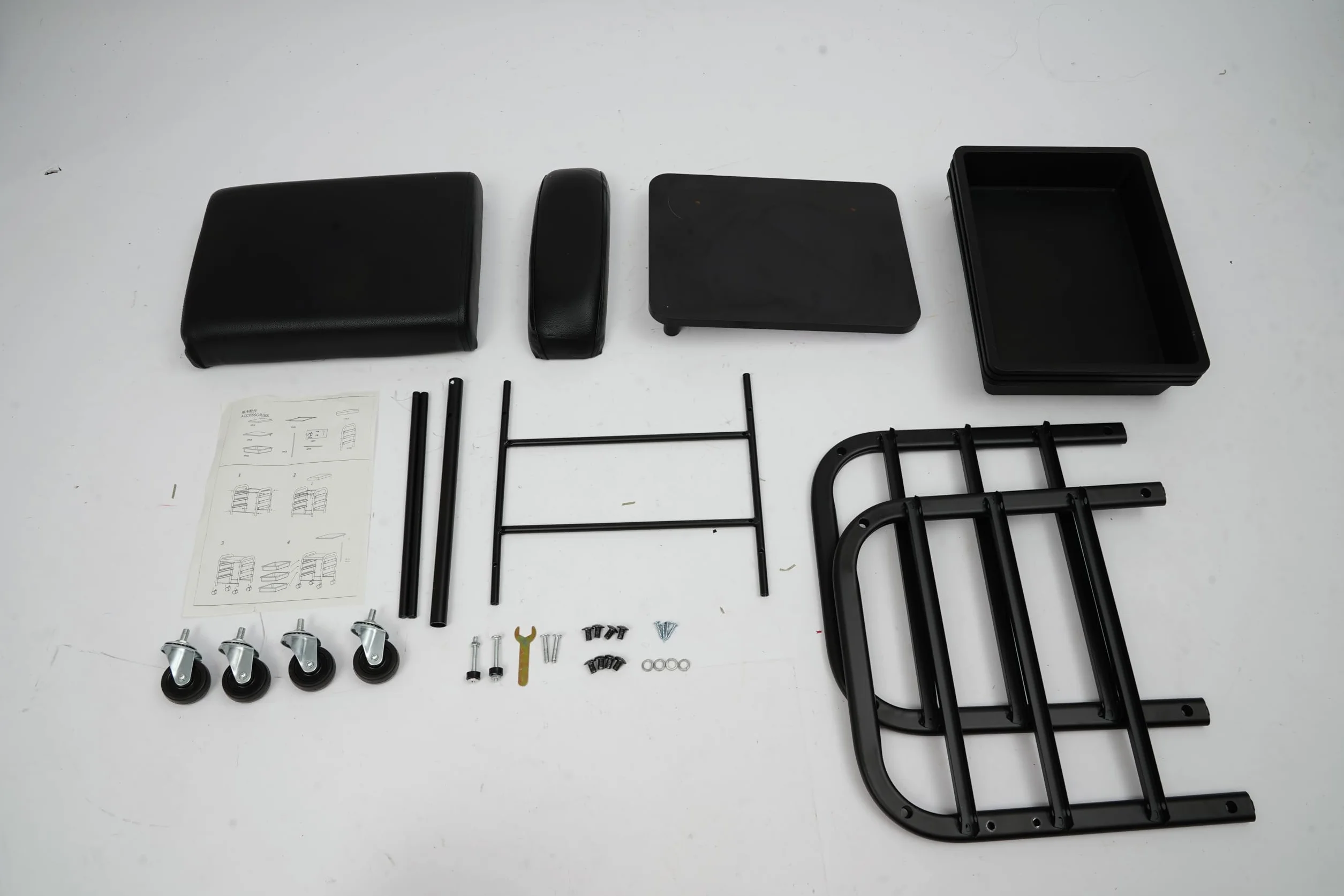 Silla de manicura con carrito extensible 3 cajones 360° soporta 75 kg negro